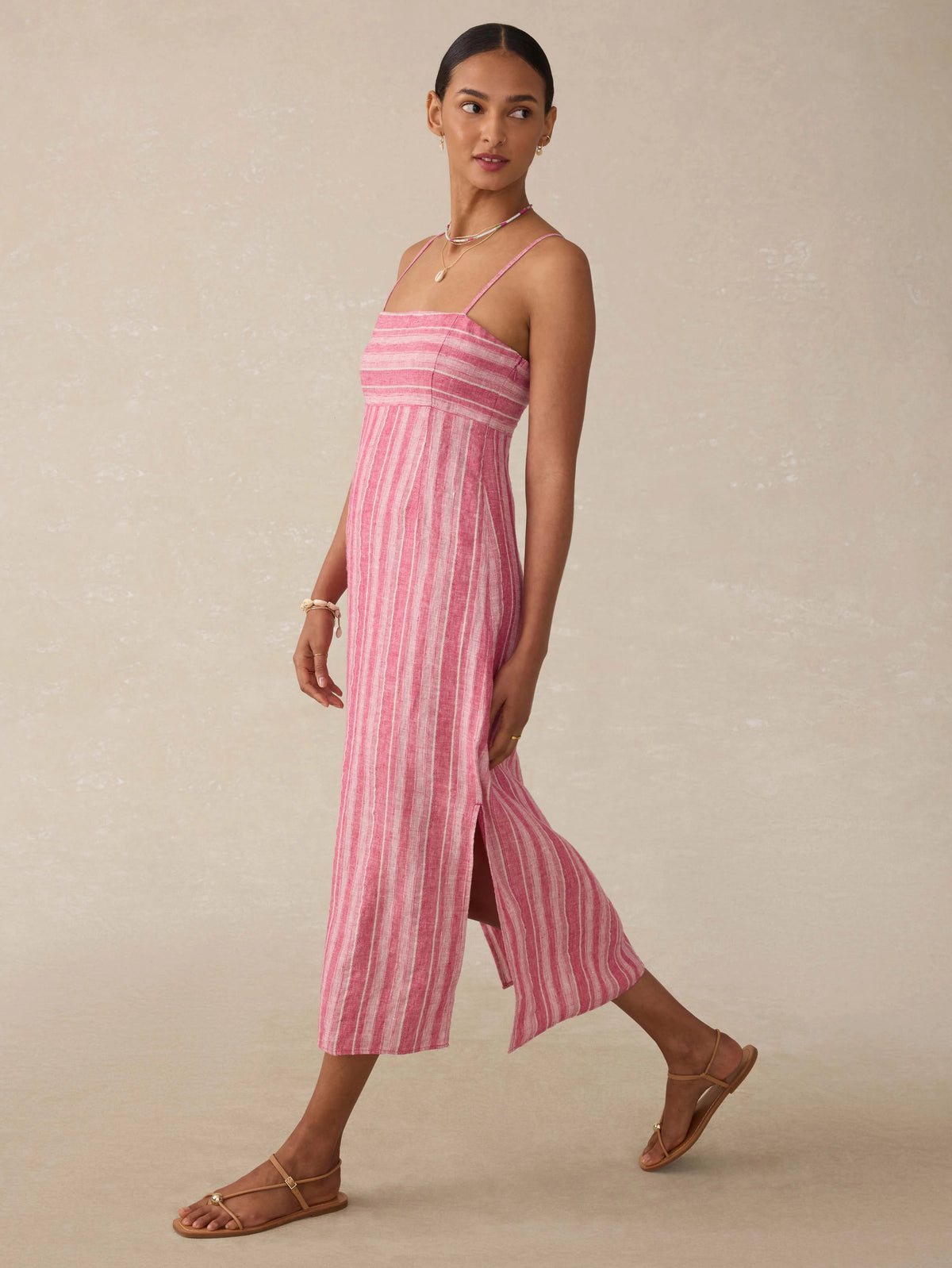Sienna Linen Sun Dress - Granita Stripe