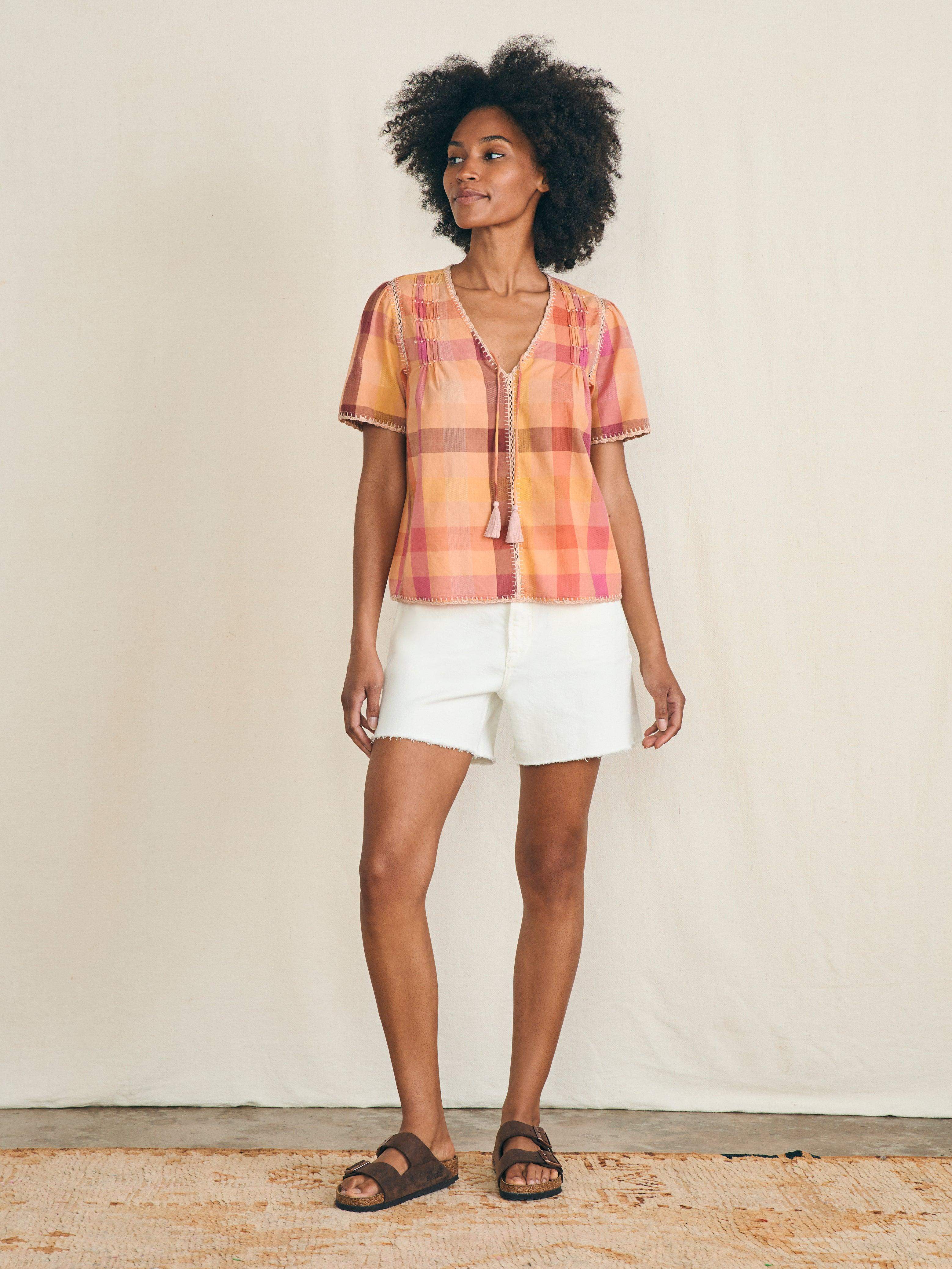 Margate Blouse - Sunset Desert Plaid
