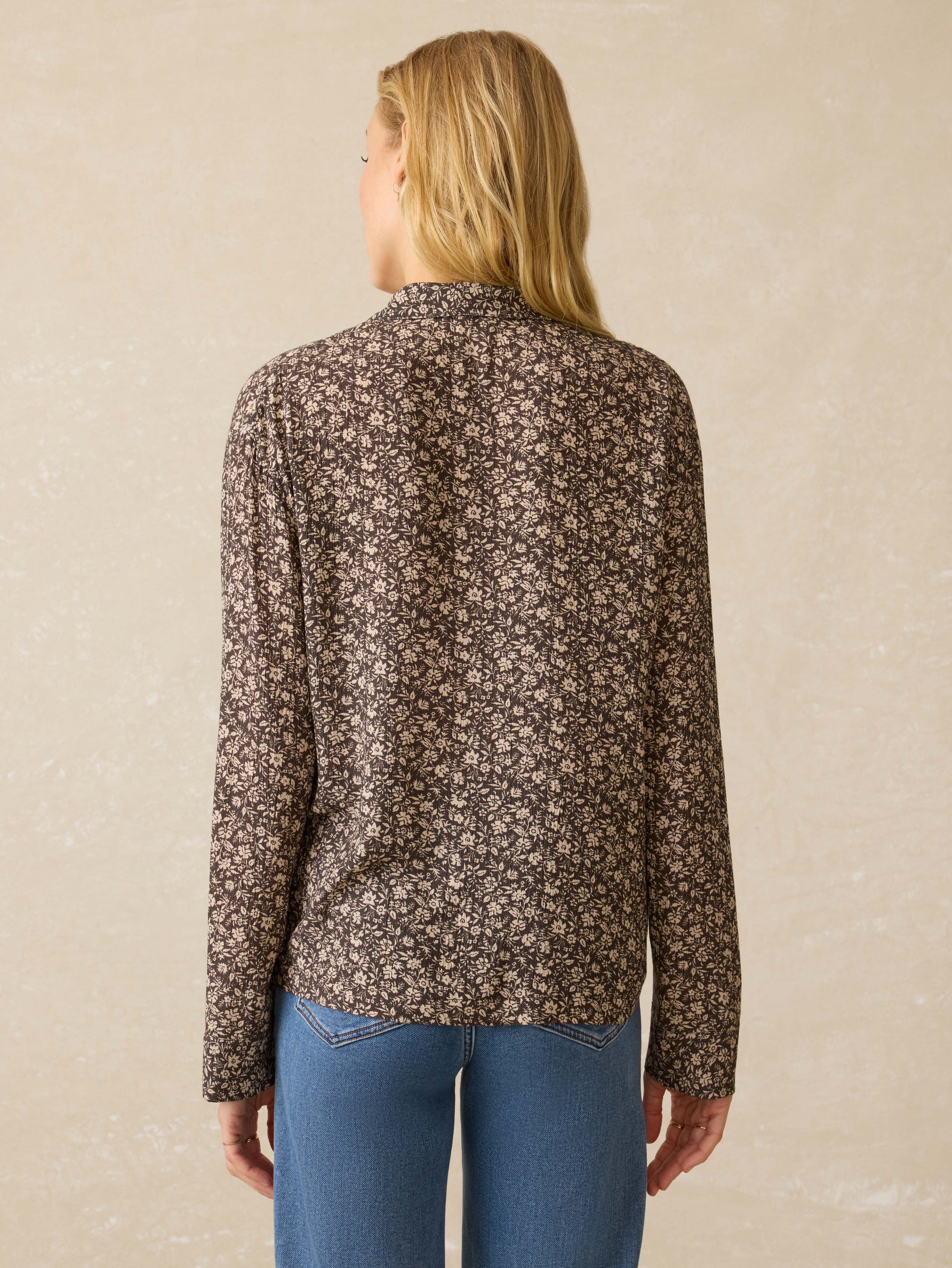Cabana Long-Sleeve Shirt - Charcoal Woodstock Floral
