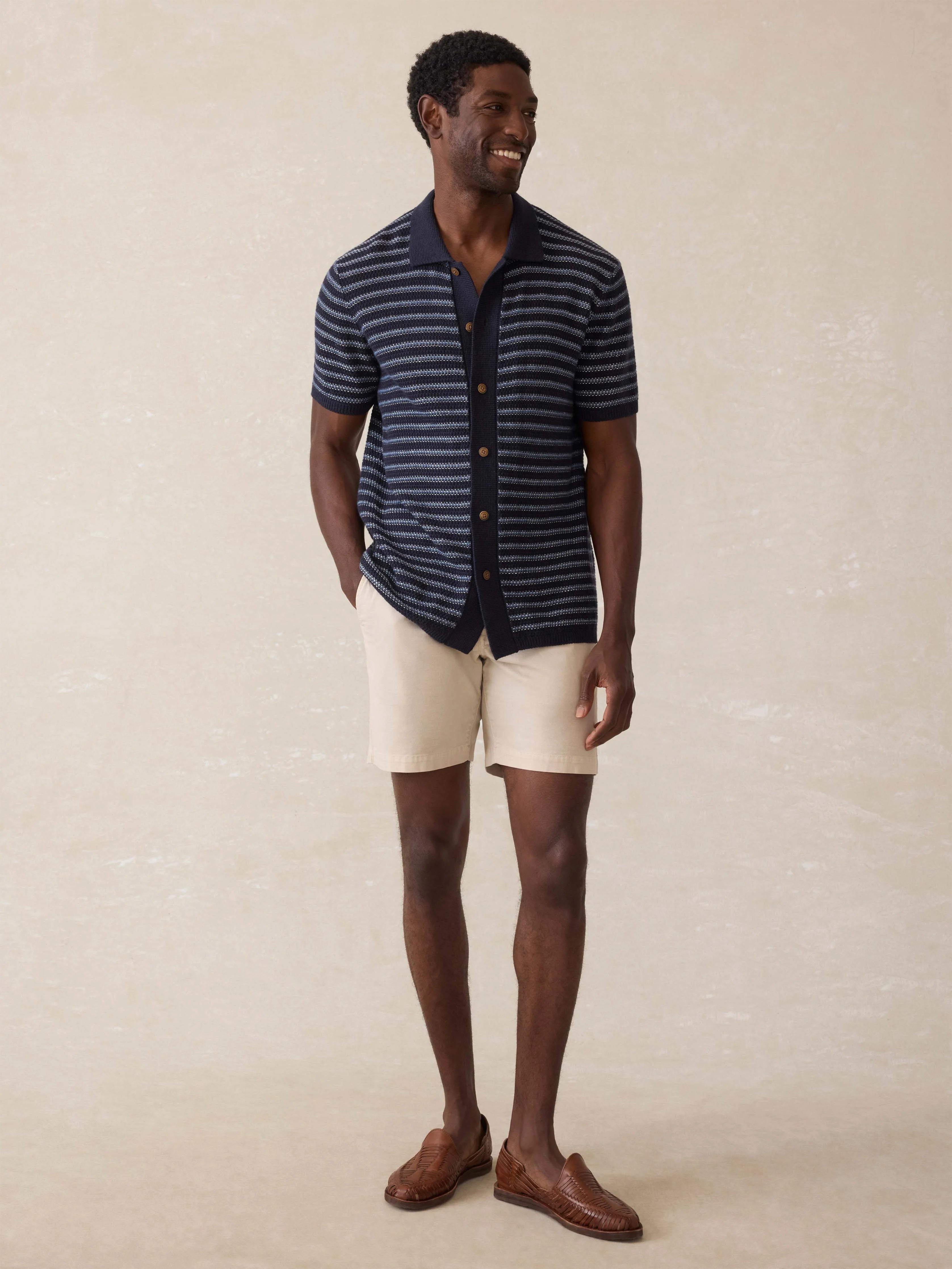 Short-Sleeve Sweater Shirt - Northern Depths Stripe
