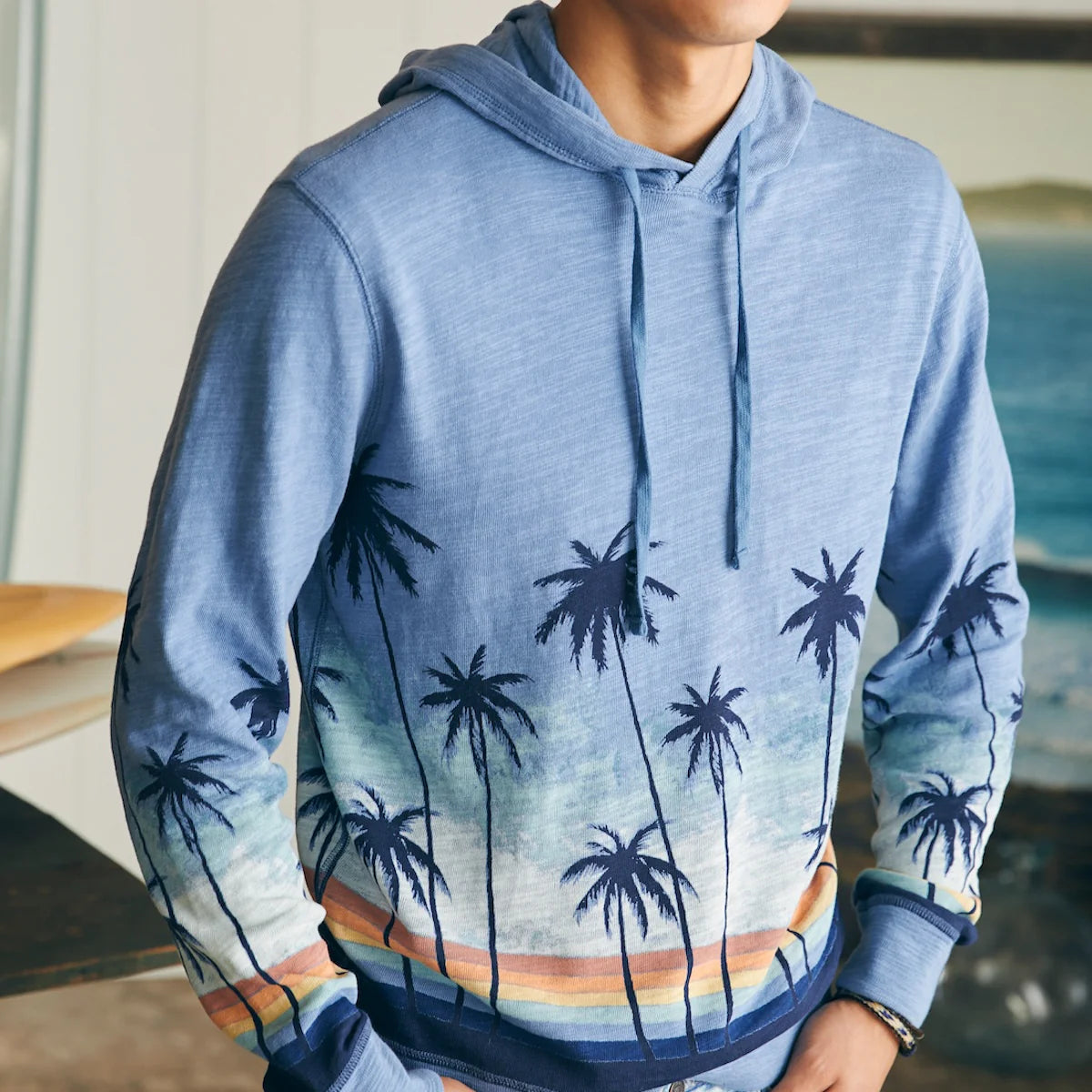 Sunwashed Slub Hoodie (Tall) - Palm Rainbow Ombre