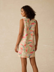 Alston Linen Dress - Watercolor Palms