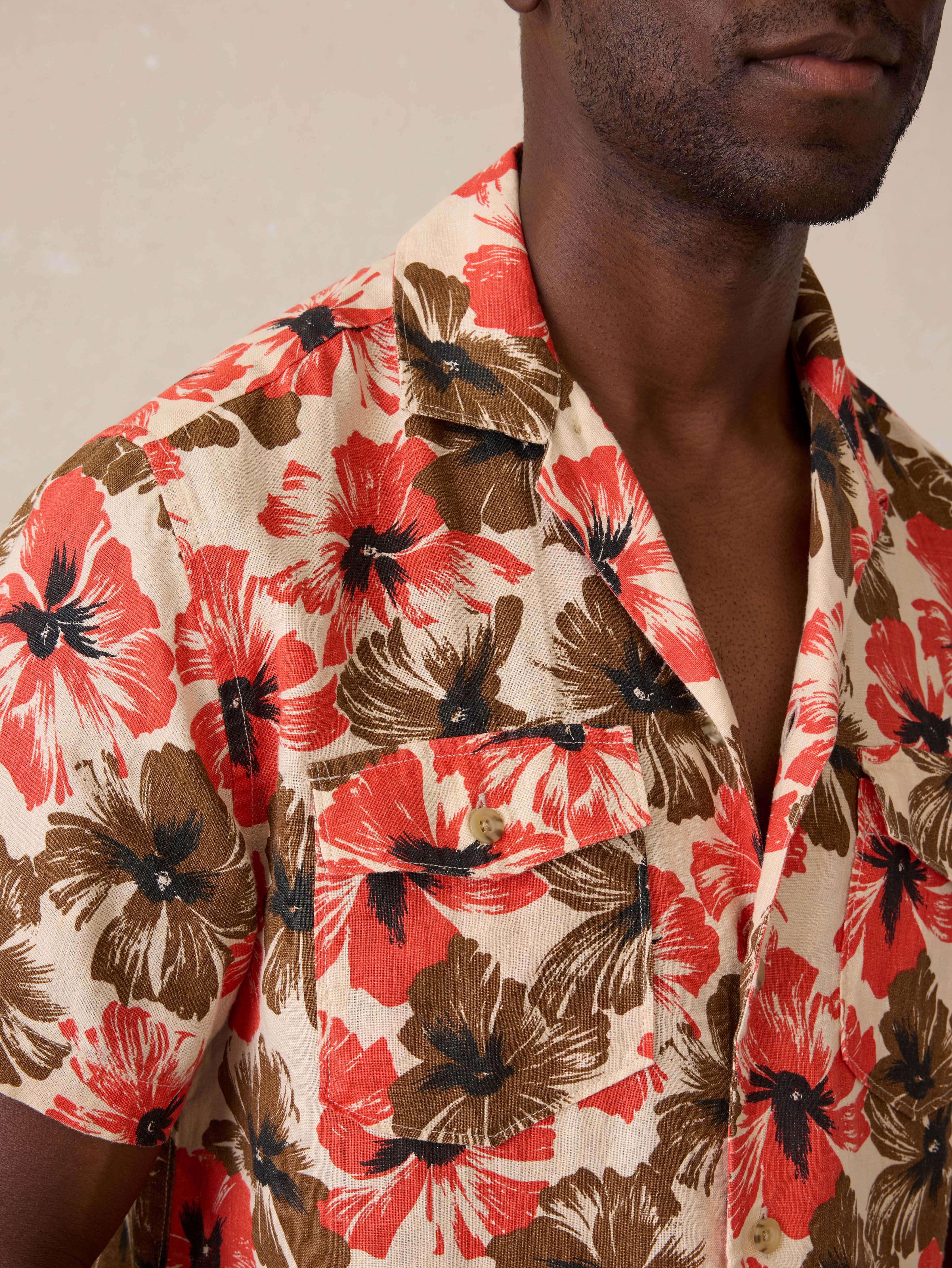 Short Sleeve Reserve Basque Camp Shirt - Wildwood Poppy