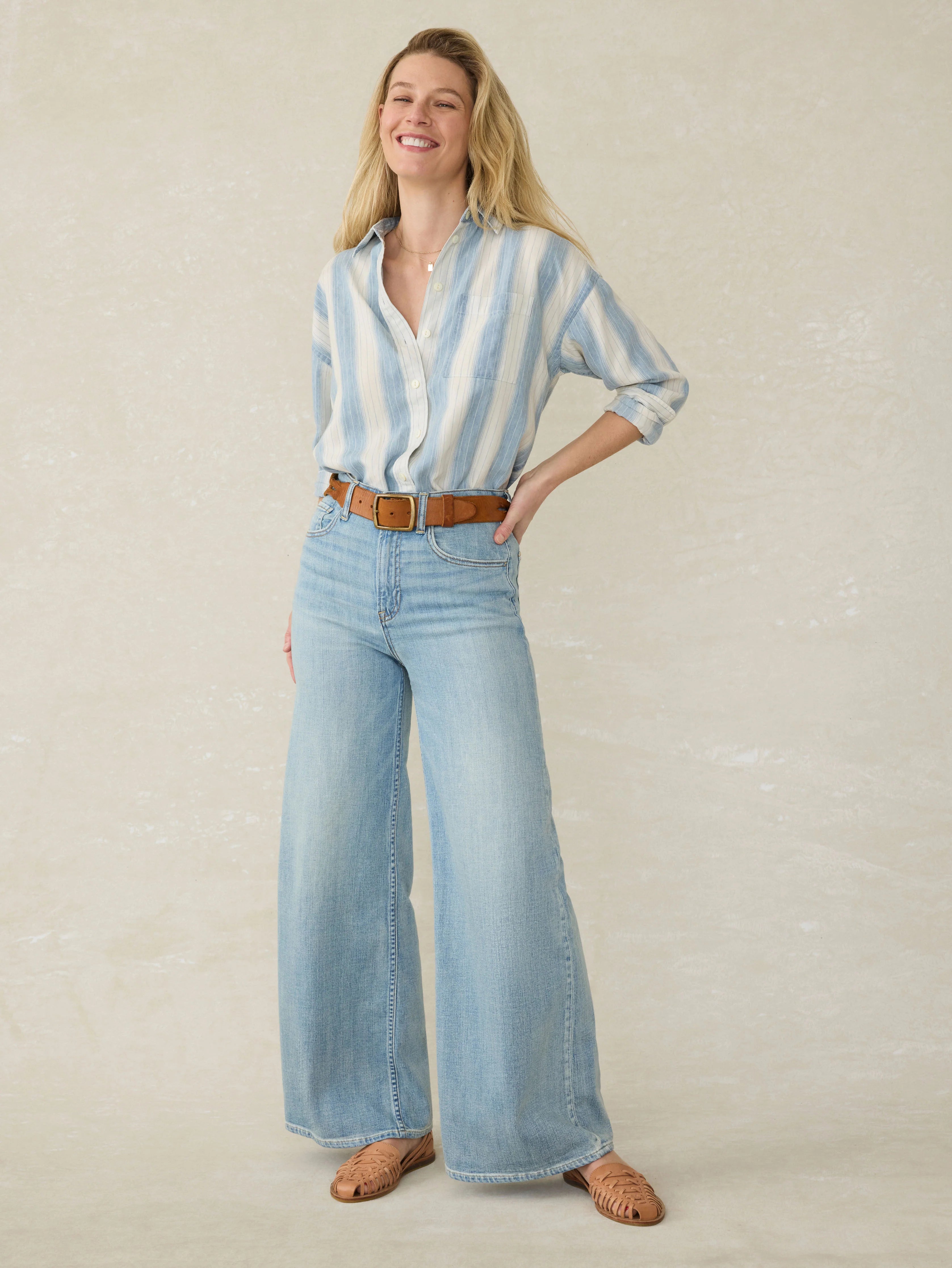 Tried \u0026 True Chambray Relaxed Shirt - Ocean Oasis Stripe