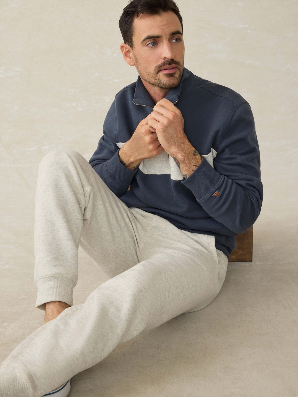 High Standard Fleece Quarter Zip - Blue Nights Surf Stripe