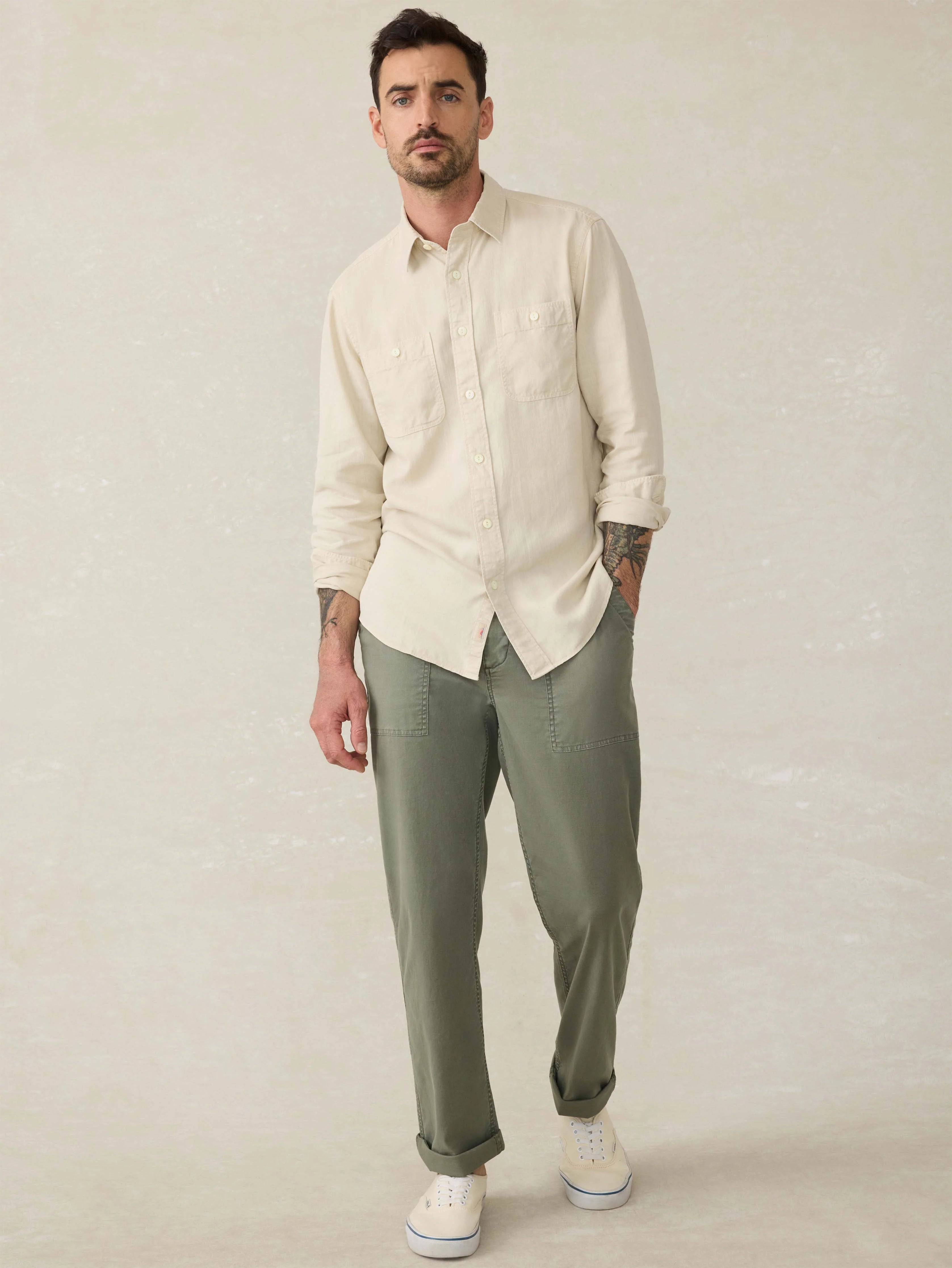 Tried \u0026 True Chambray Workshirt - Coastal Cream