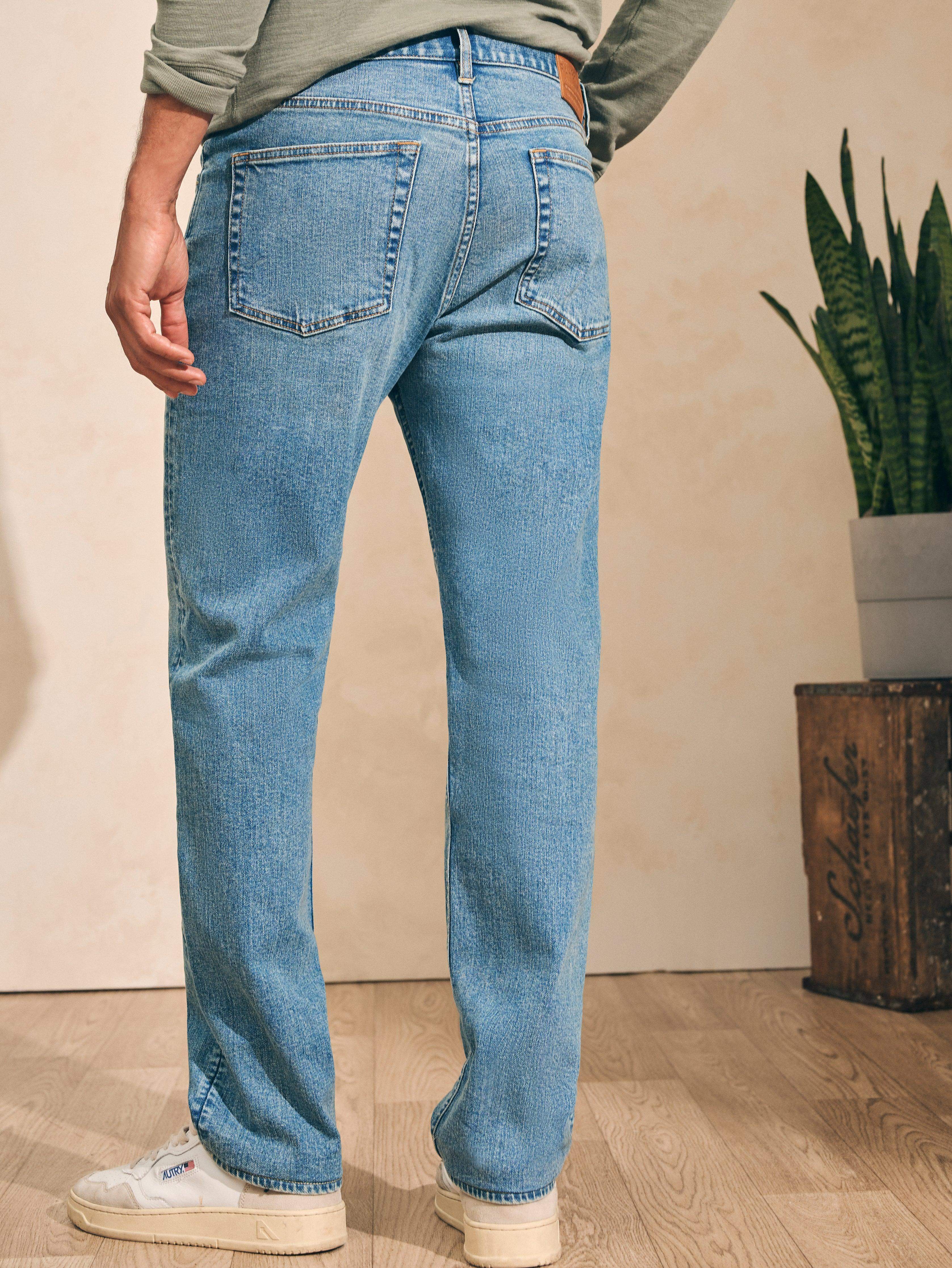 Organic Cotton Slim Straight Denim (32" Inseam) - Sandy Point Wash