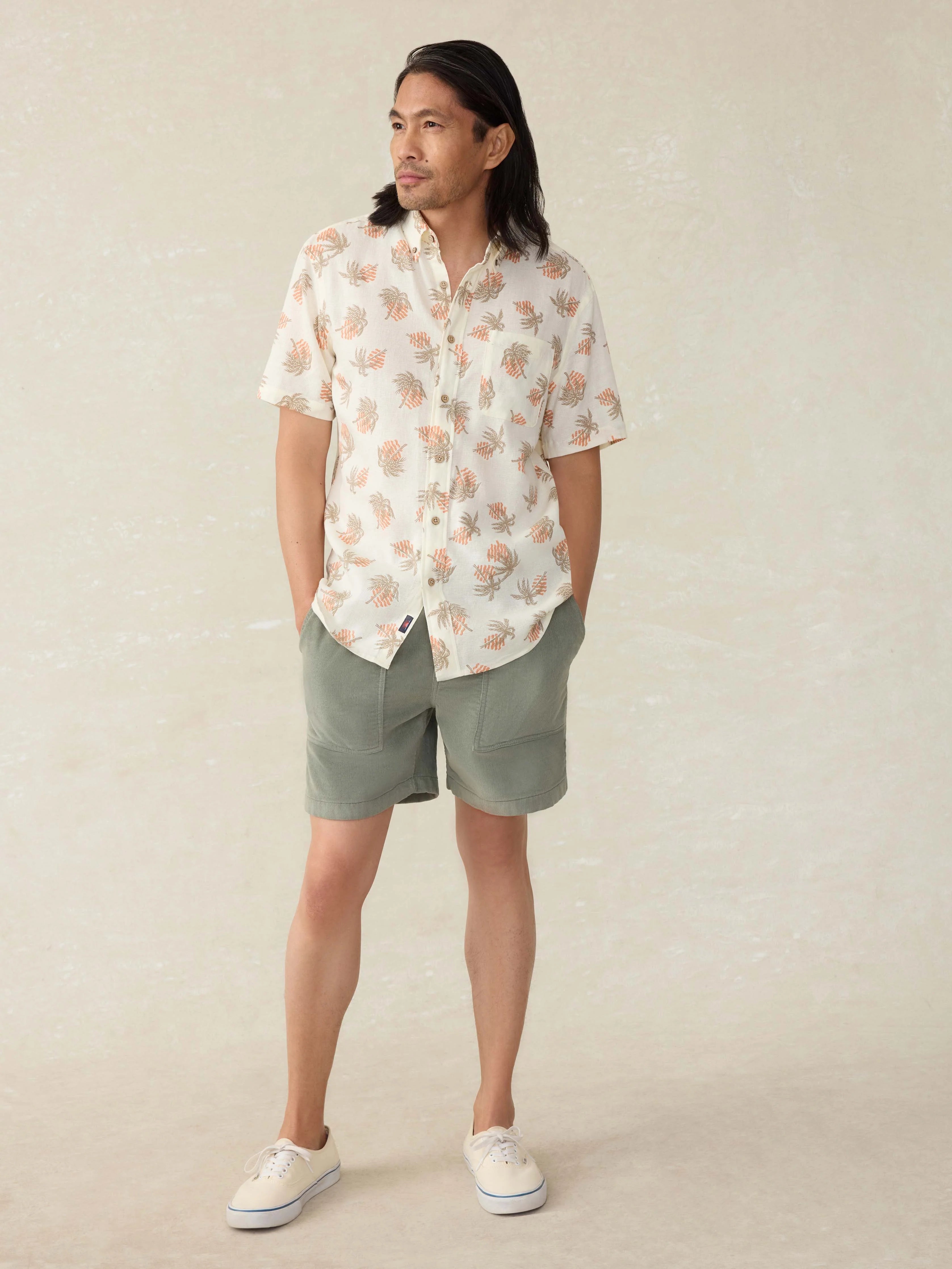 Short-Sleeve Breeze Shirt - Sunlit Palm \u0026 Waves