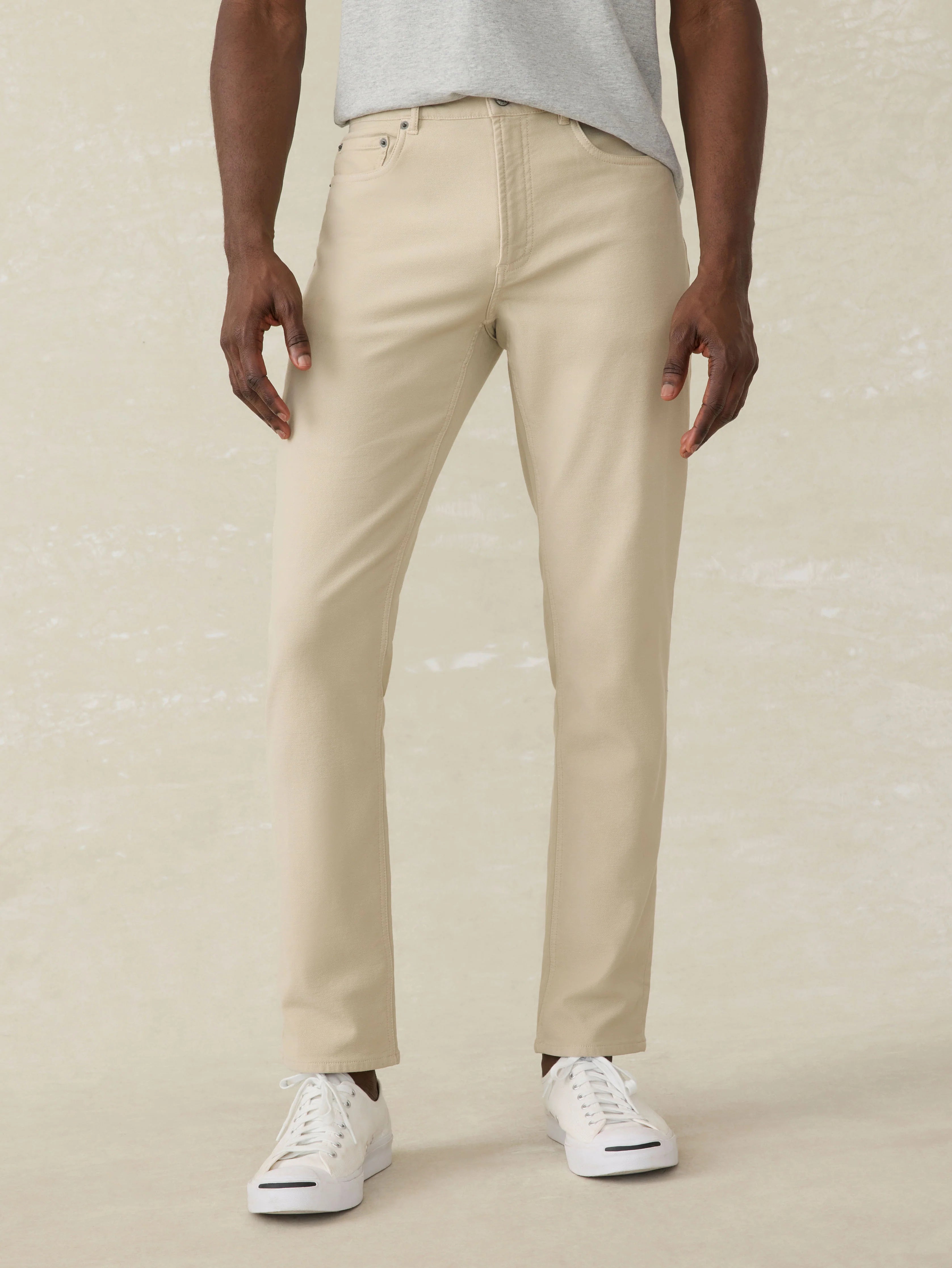 Stretch Terry 5-Pocket Athletic Fit Pant - Stone