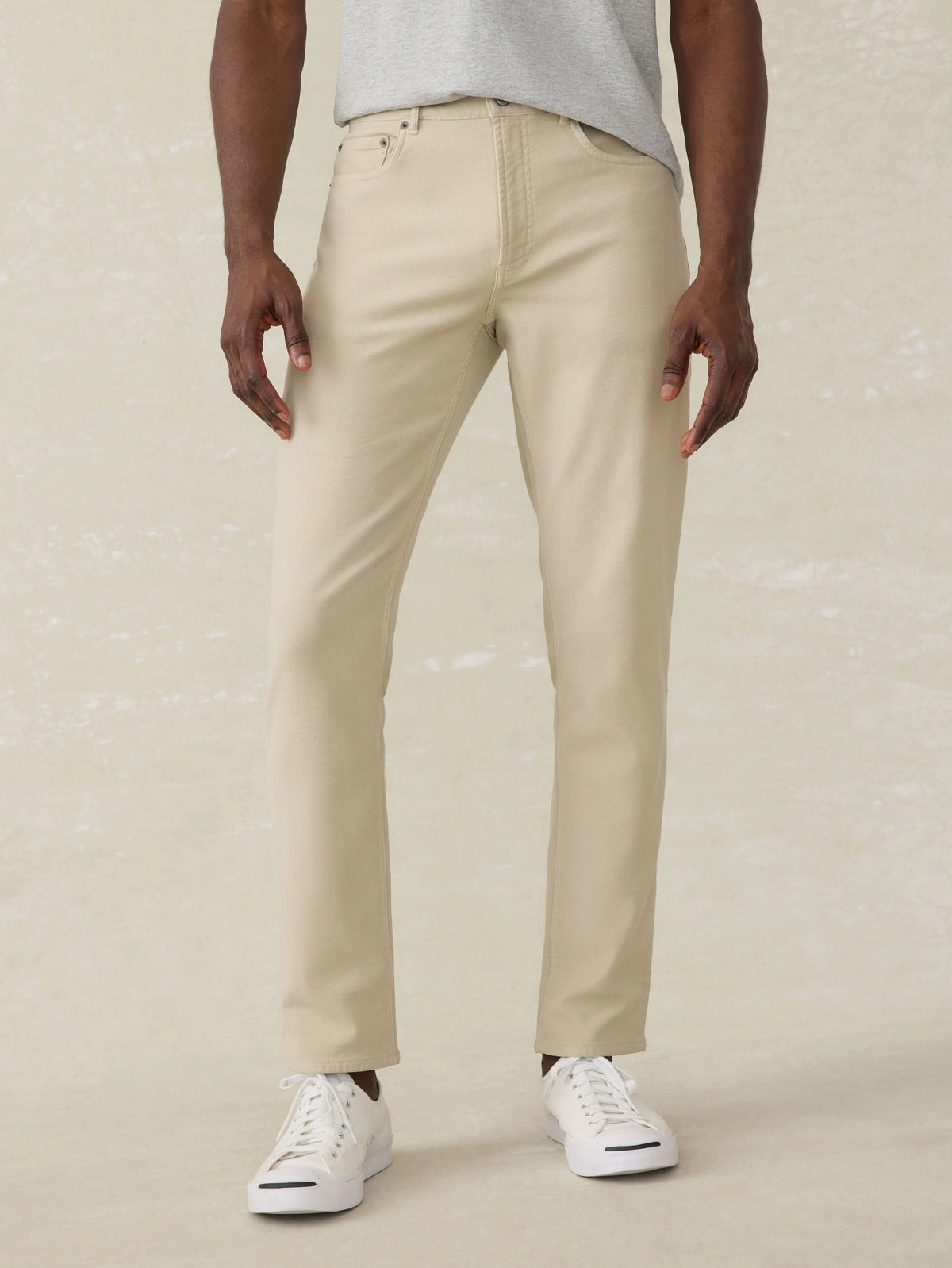 Stretch Terry 5-Pocket Athletic Fit Pant - Stone