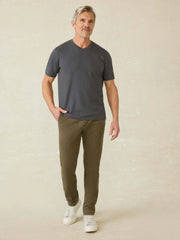 Short-Sleeve Sunwashed Regenerative Cotton V-Neck Tee - Graphite