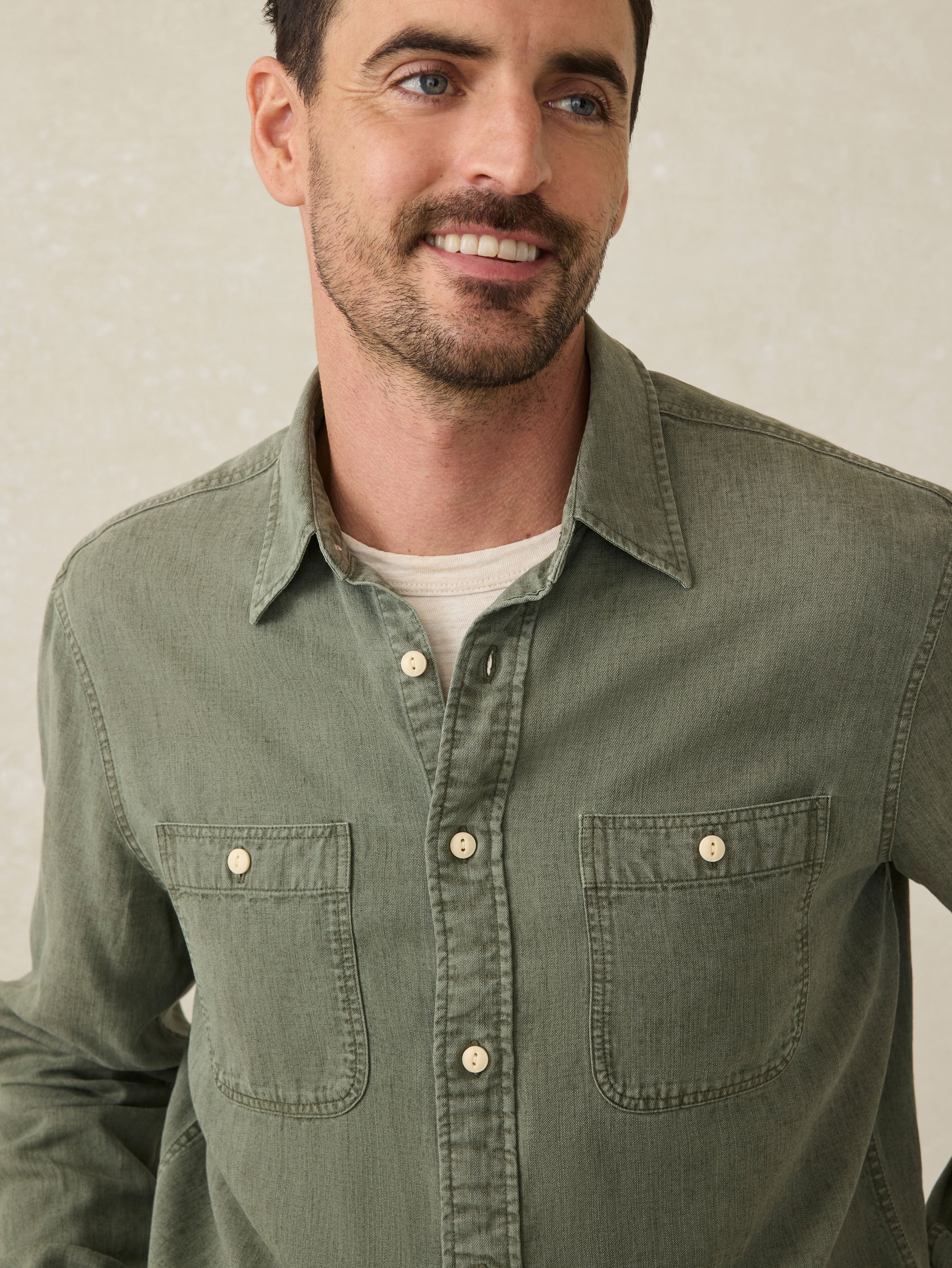 Tried \u0026 True Chambray Workshirt - Desert Olive