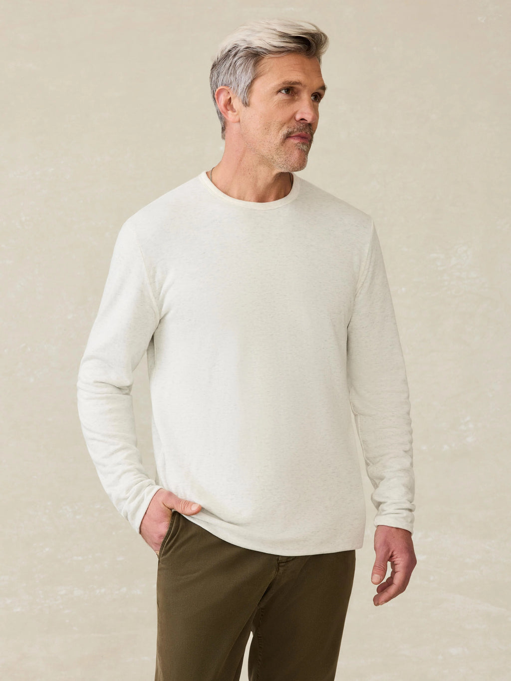 Cloud Reversible Crew - Ivory Heather Light Blue Heather