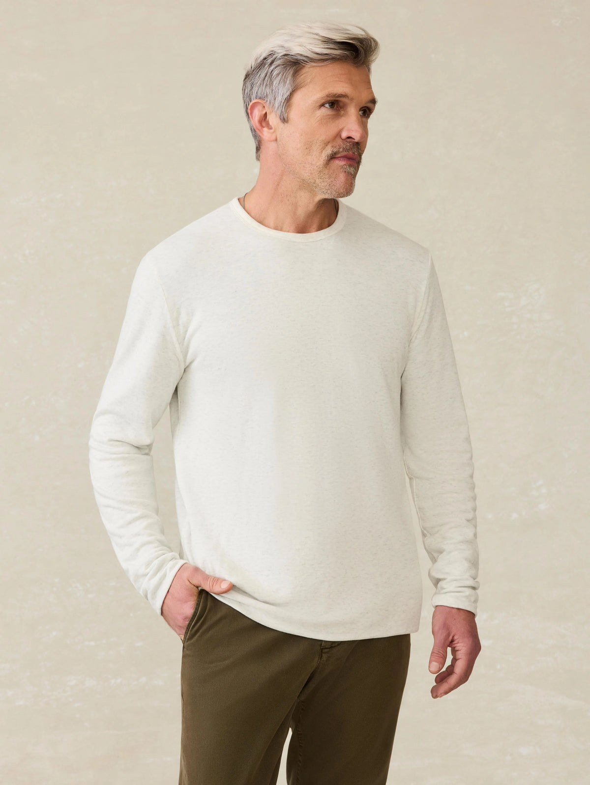Cloud Reversible Crew - Ivory Heather Light Blue Heather