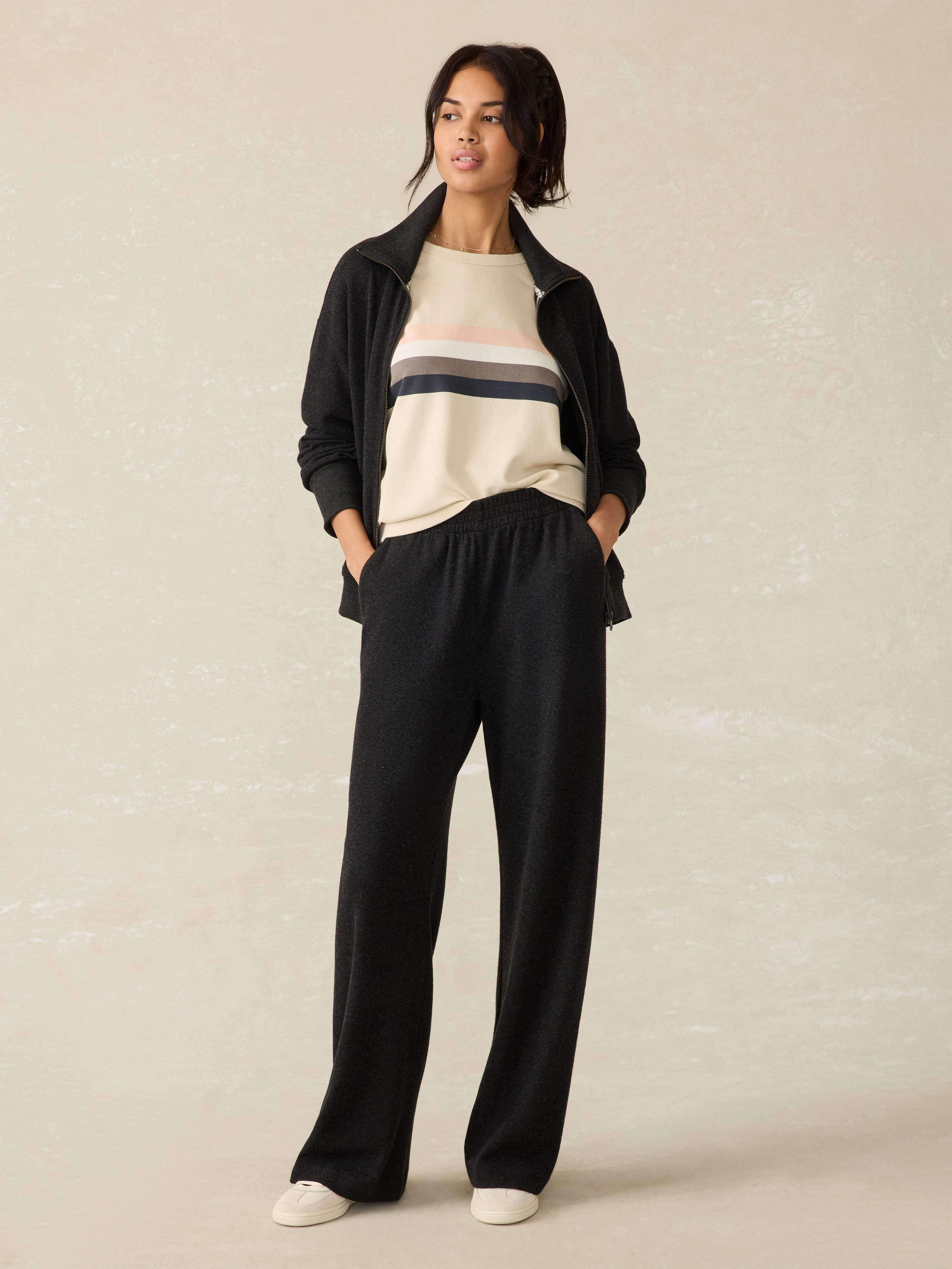 Legend™ Lounge Wide Leg Pant - Heathered Black Twill