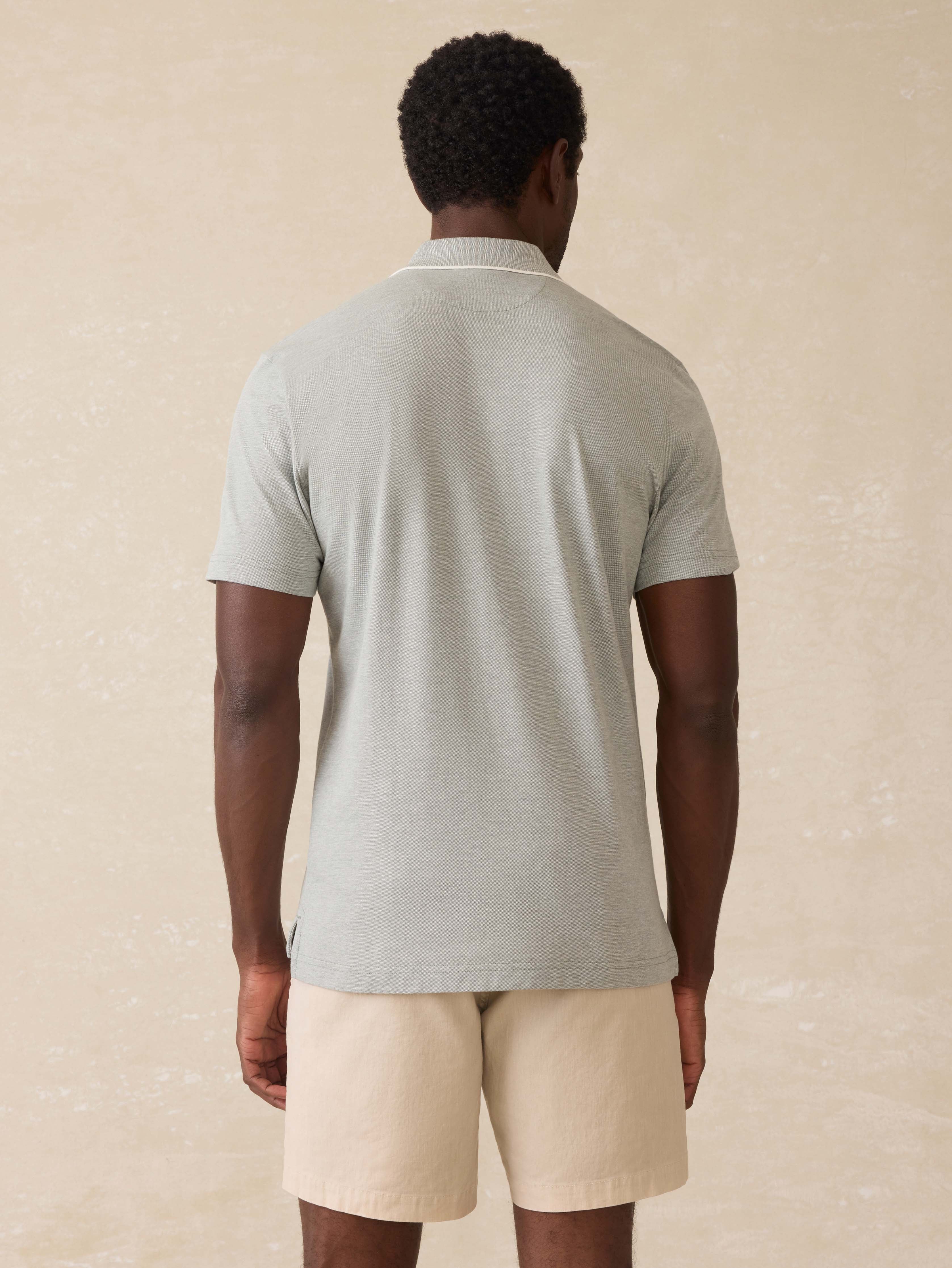 Short-Sleeve Movement Pique Polo - Moss Stone Melange
