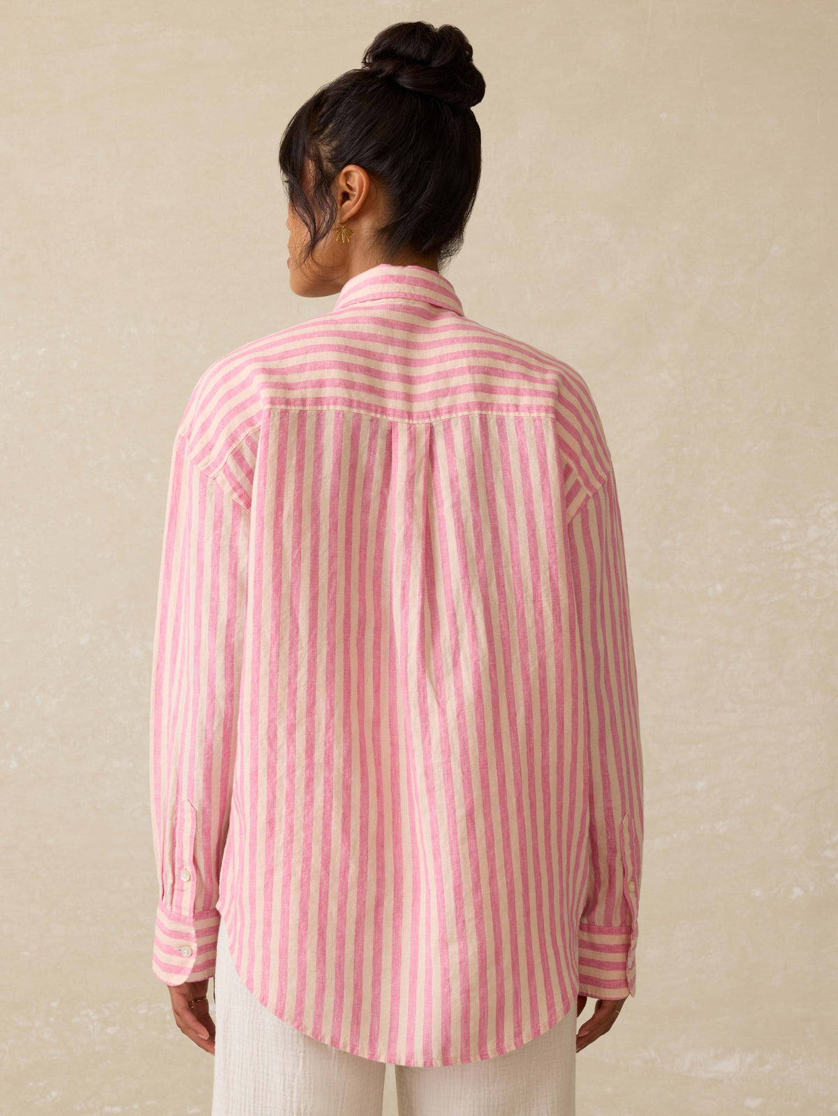 Laguna Linen Relaxed Shirt - Pink Lucy Stripe