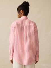 Laguna Linen Relaxed Shirt - Pink Lucy Stripe