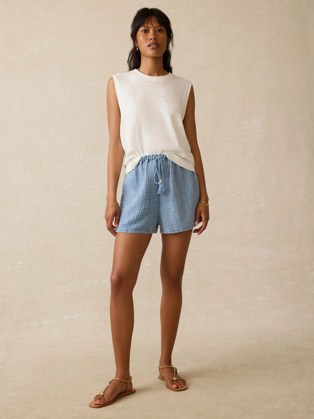 Laidback Gauze Short - Light Indigo Wash
