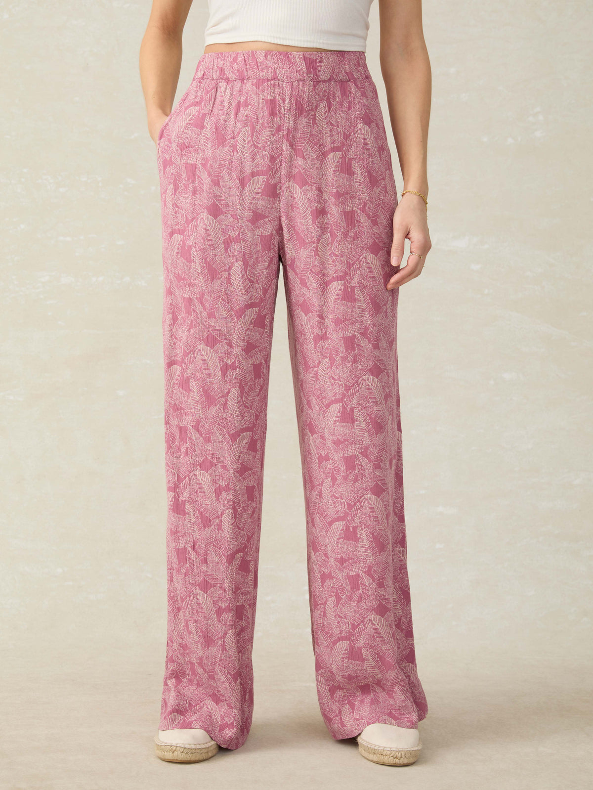Cabana Pant - Dusty Rose Banana Leaf