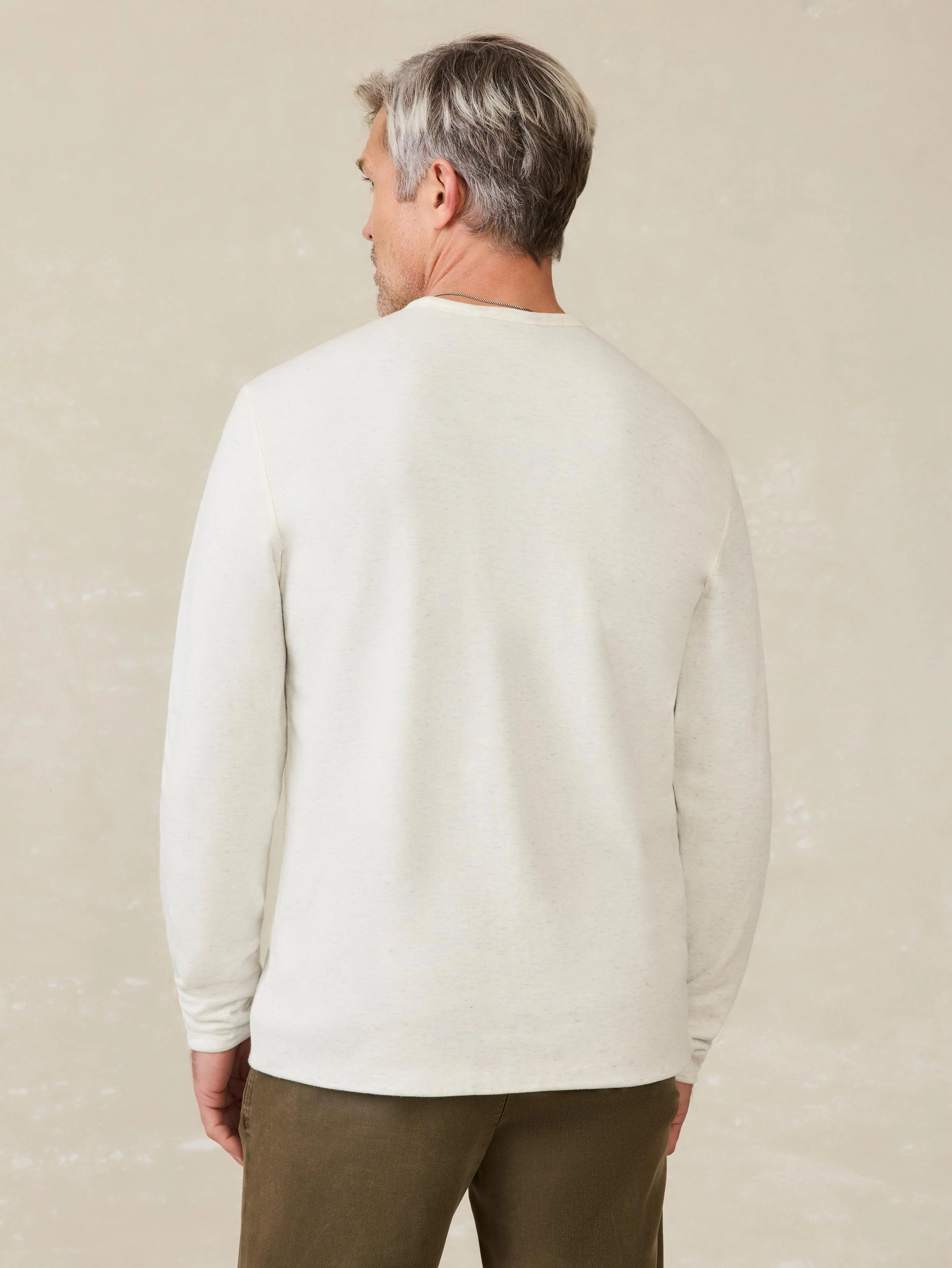 Cloud Reversible Crew - Ivory Heather Light Blue Heather