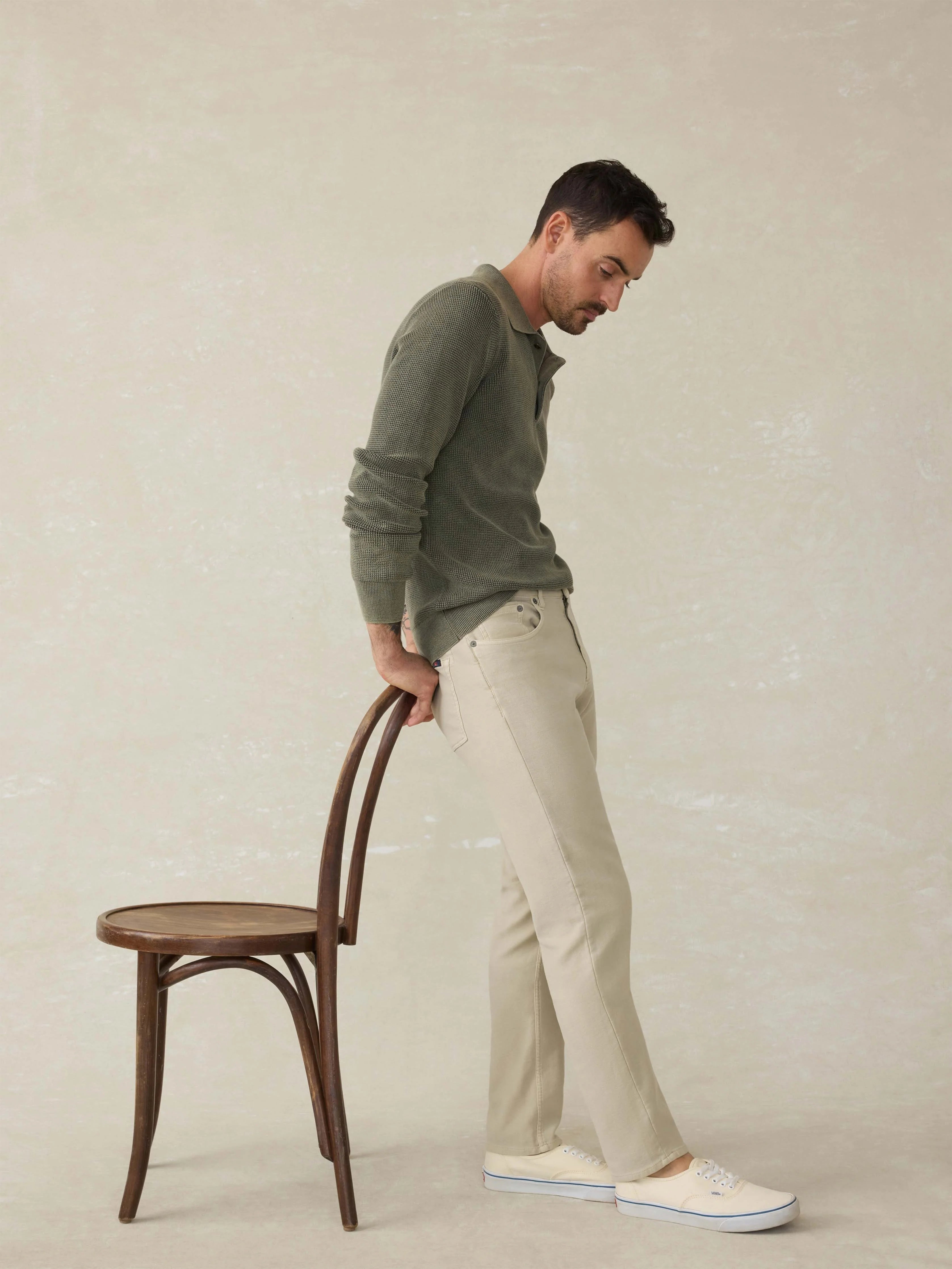 Stretch Terry 5-Pocket Pant - Stone