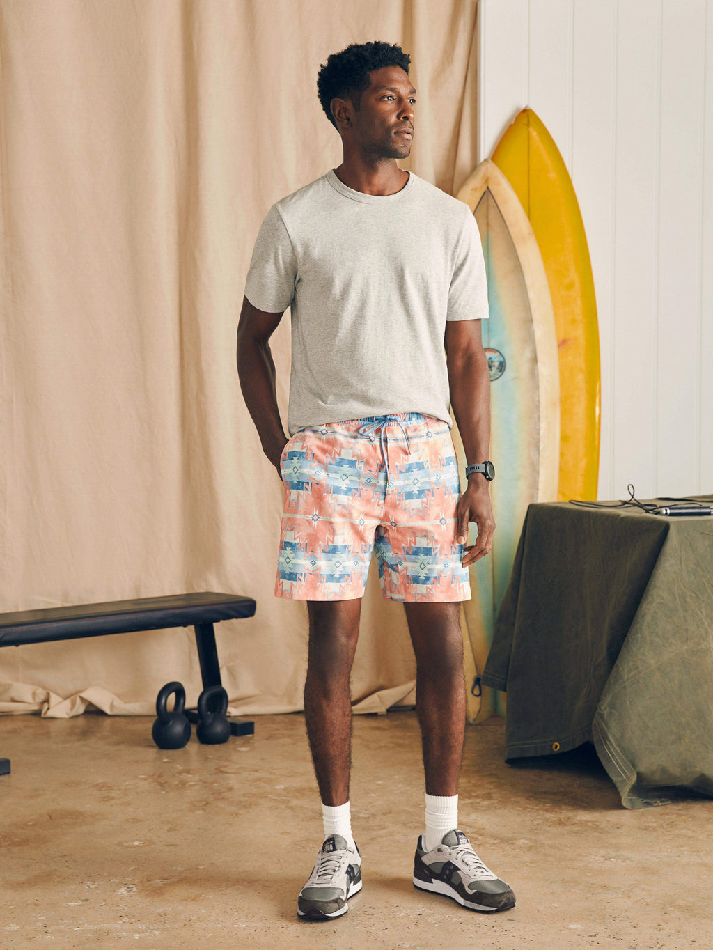Doug Good Feather Shorelite Active Swim Short (7" Inseam) - Water Color Star Nation