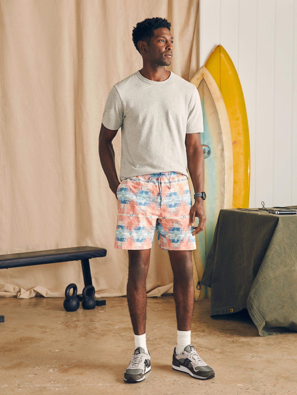 Doug Good Feather Shorelite Active Swim Short (7" Inseam) - Water Color Star Nation