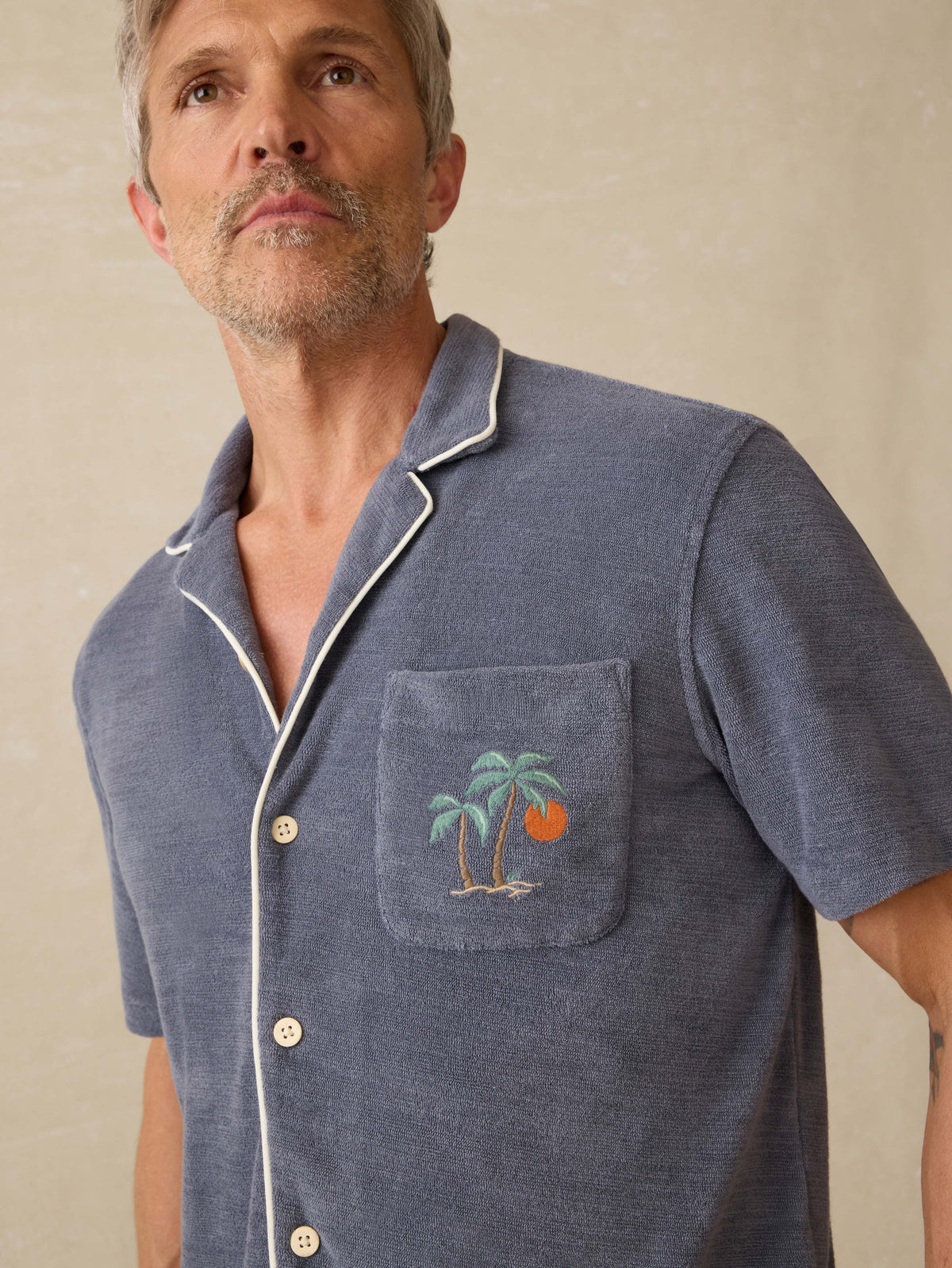 Short-Sleeve Cabana Towel Terry Shirt - Eastern Storm