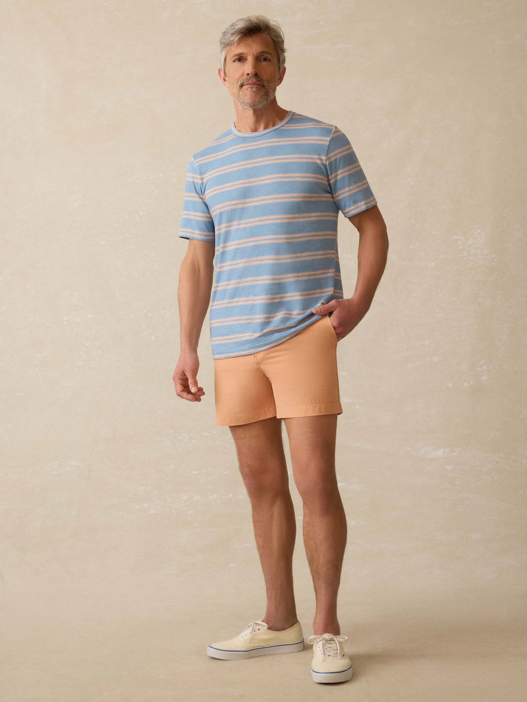 Sunwashed Tee - Coast Coral Stripe