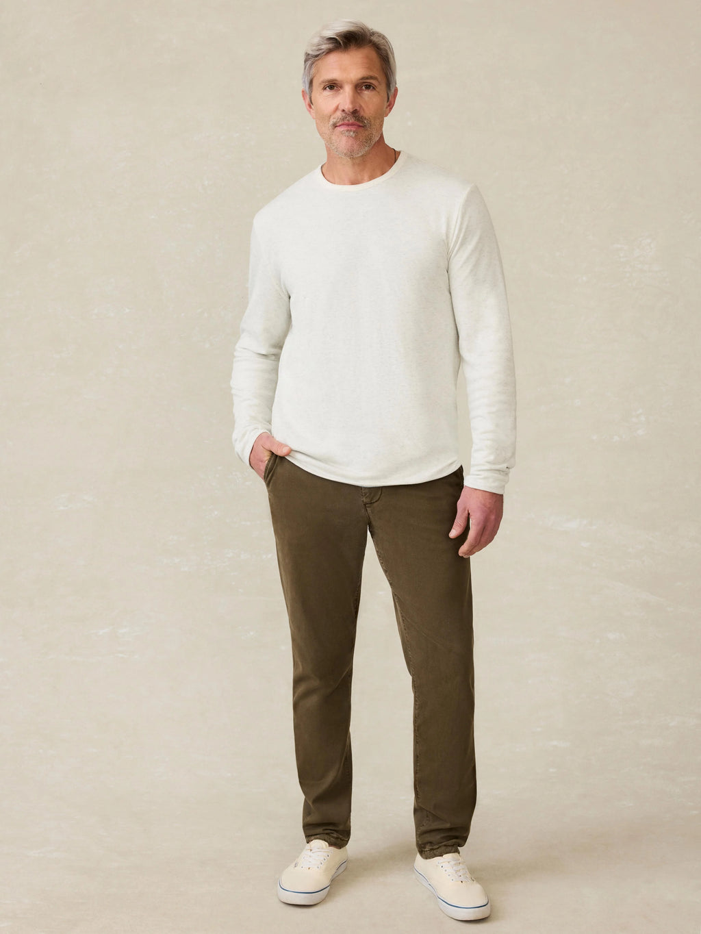 Cloud Reversible Crew - Ivory Heather Light Blue Heather