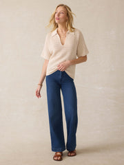 Seacoast Crochet Polo - Cream
