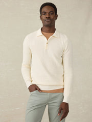 Sunwashed Sweater Polo - White Shell