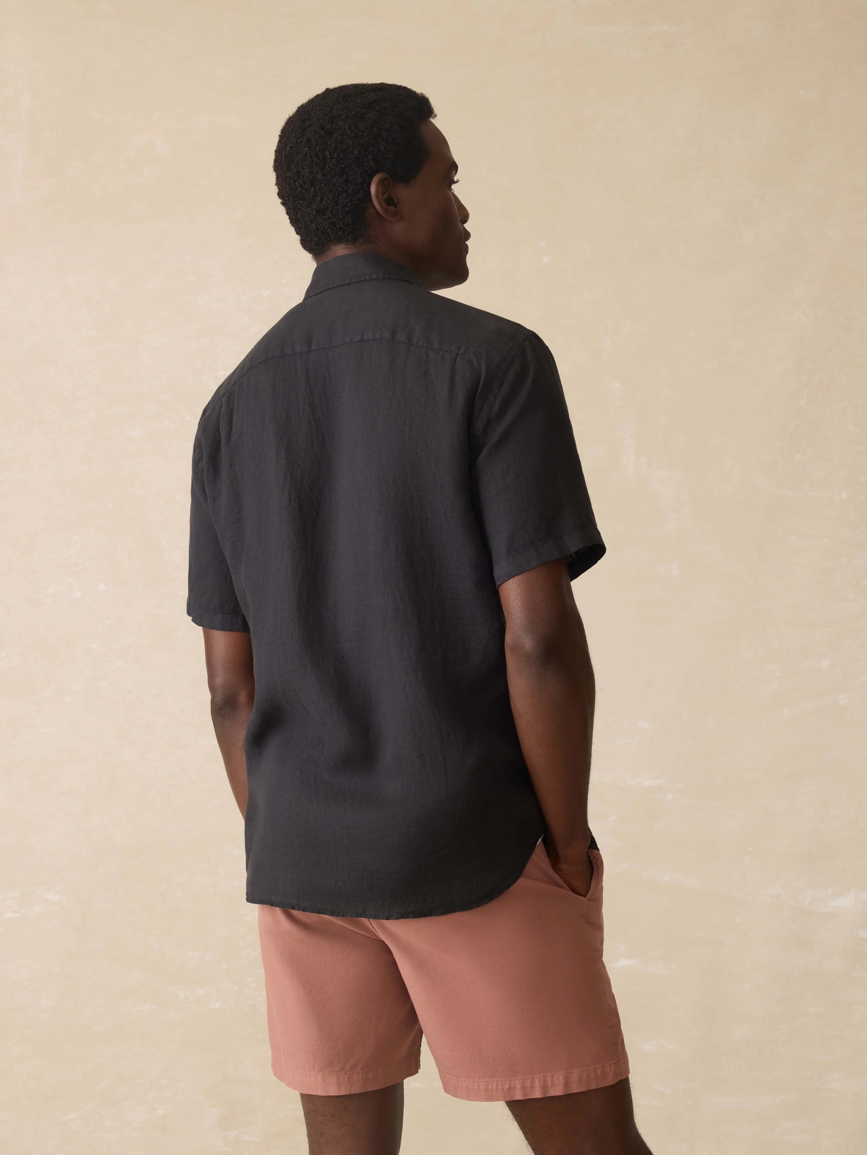 Short Sleeve Laguna Linen Shirt - Ridge Black