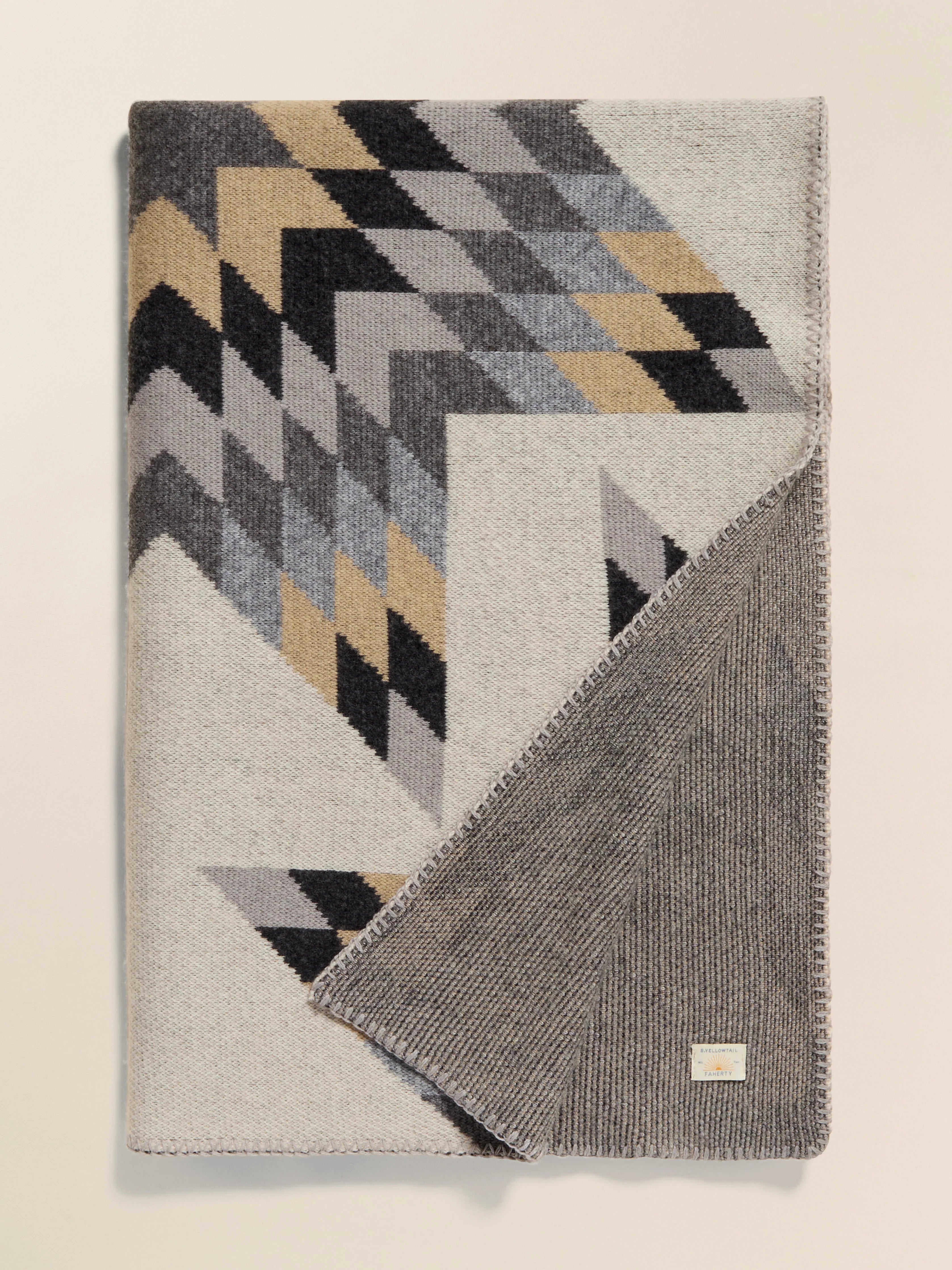 B. Yellowtail Star Patchwork Blanket - Grey Star Patchwork