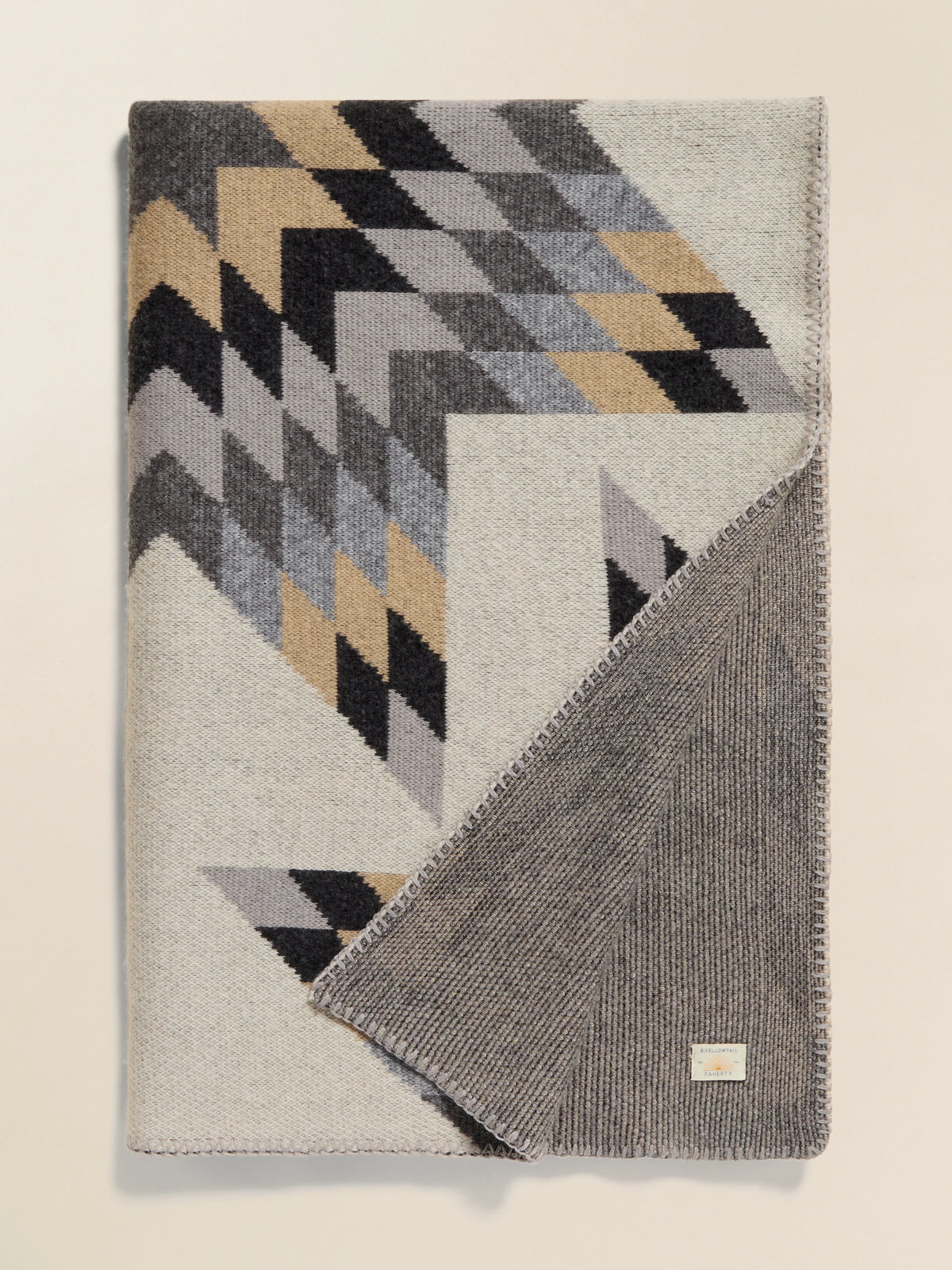 B. Yellowtail Star Patchwork Blanket - Grey Star Patchwork