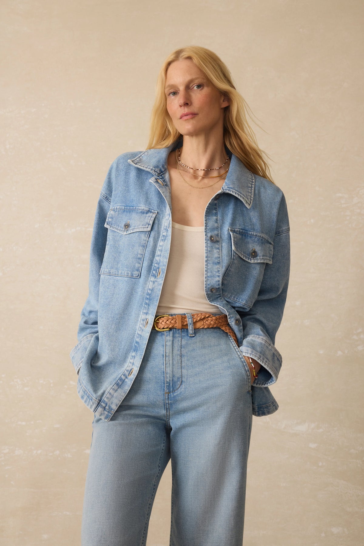 Linen Denim Jacket - Summer Seas Wash
