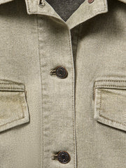 Sunwashed Denim Utility Jacket - Olive Haze Wash