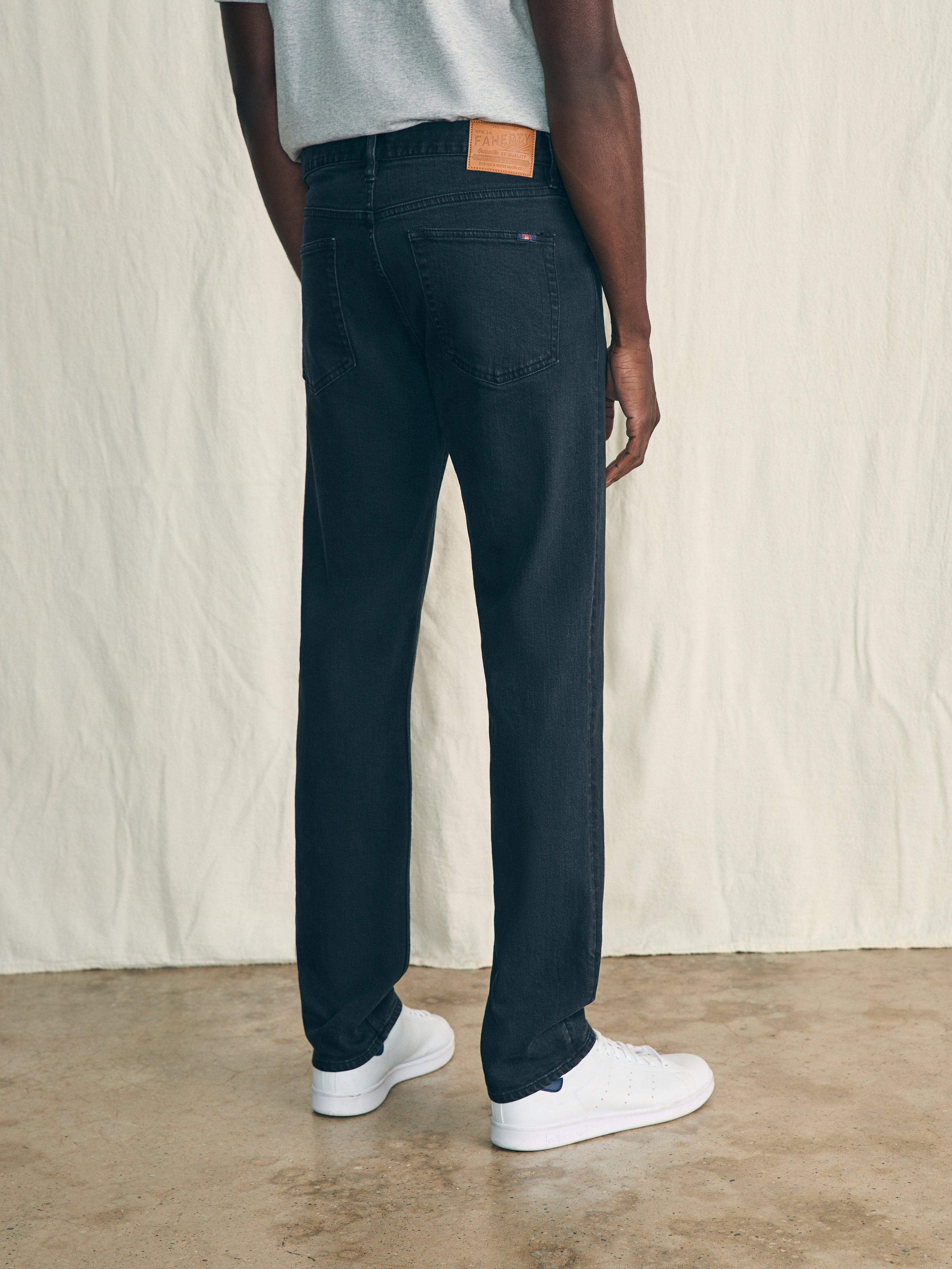 Organic Cotton Slim Straight Denim (30" Inseam) - Black Smoke Wash