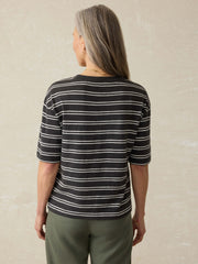 Organic Cotton Sunwashed Slub Vintage Tee - Phantom Highland Stripe