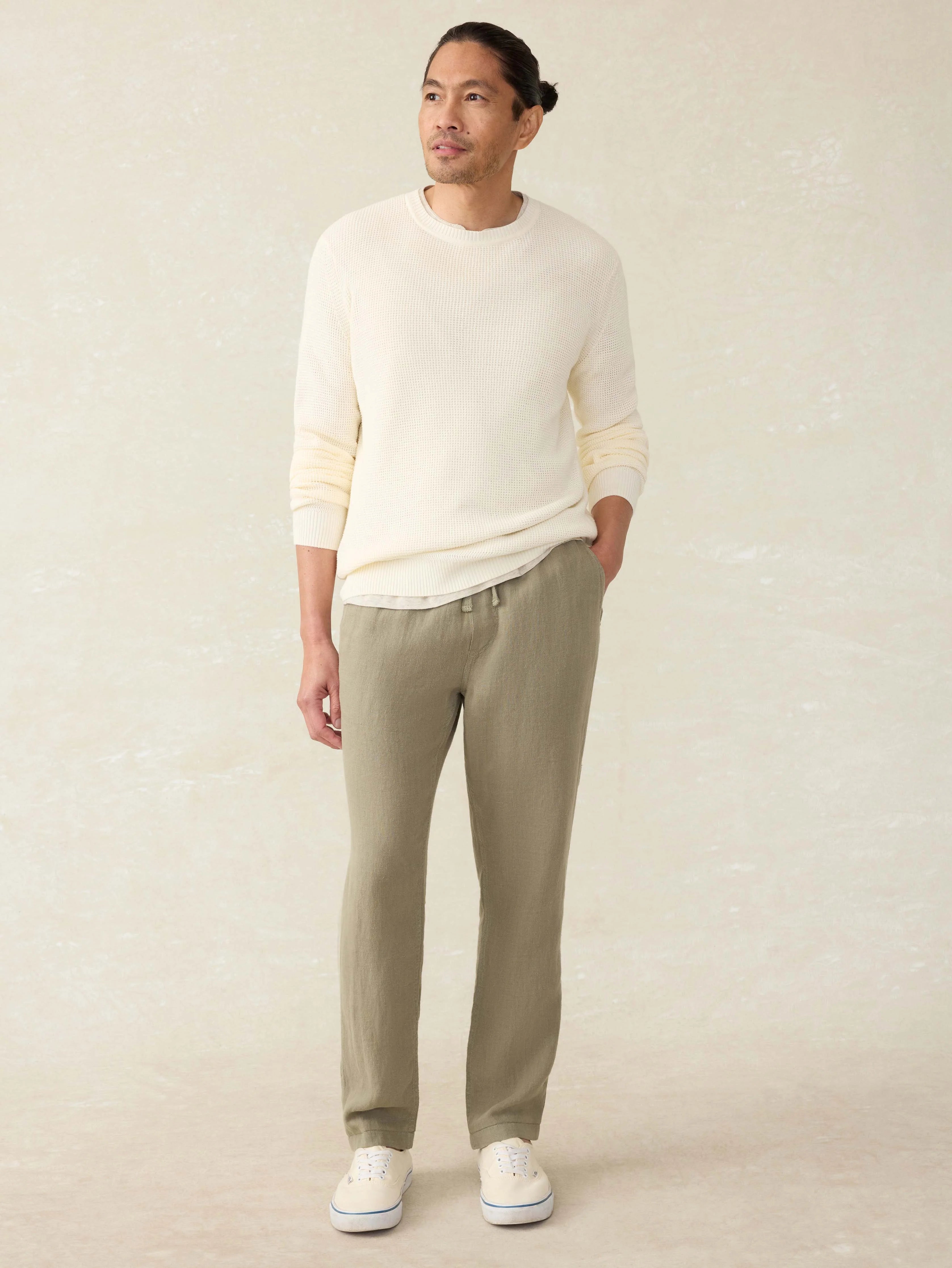 Linen Drawstring Pant - Canyon Olive