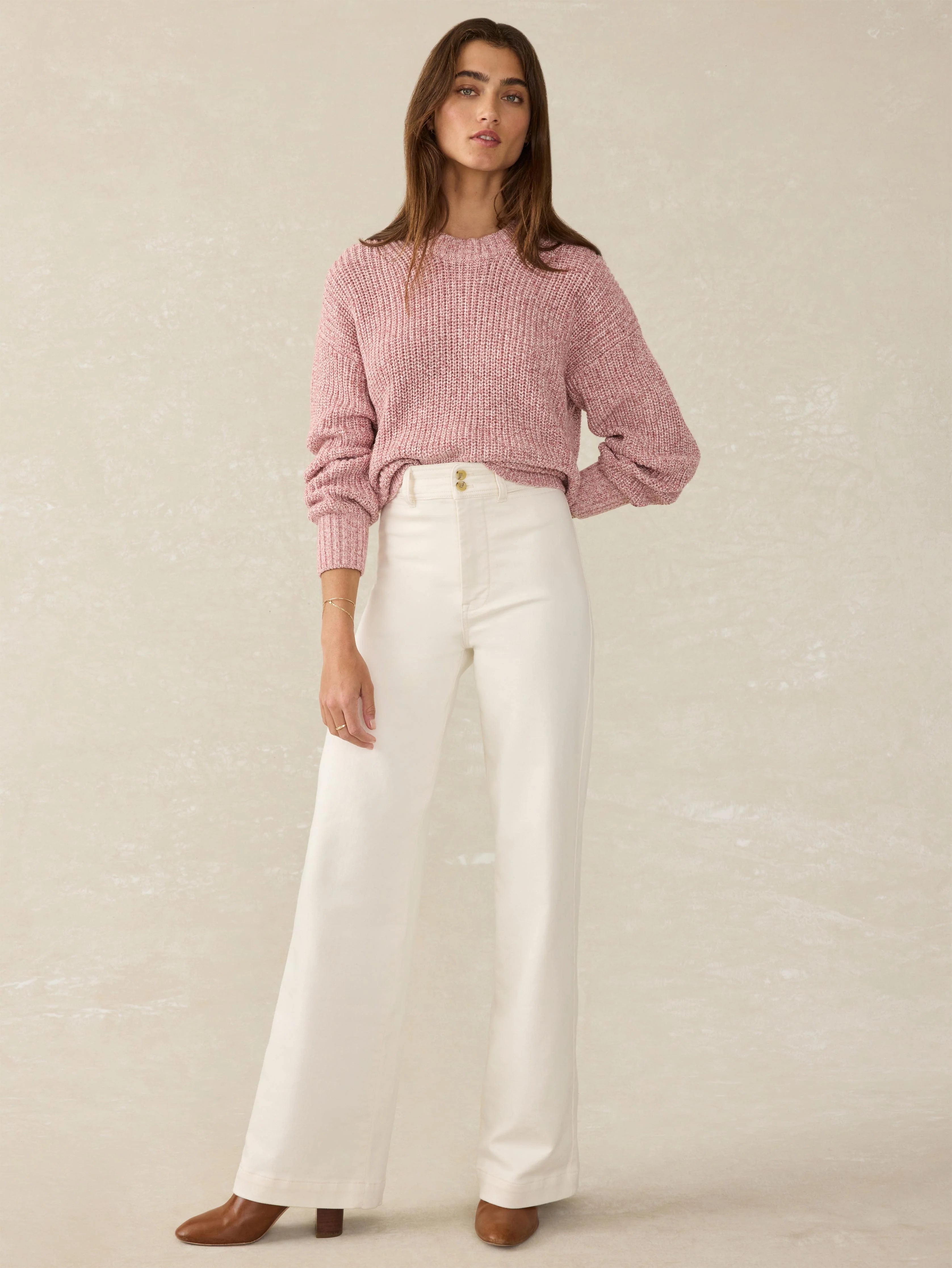 Sunwashed Cotton Fisherman Sweater - Seashell Blush