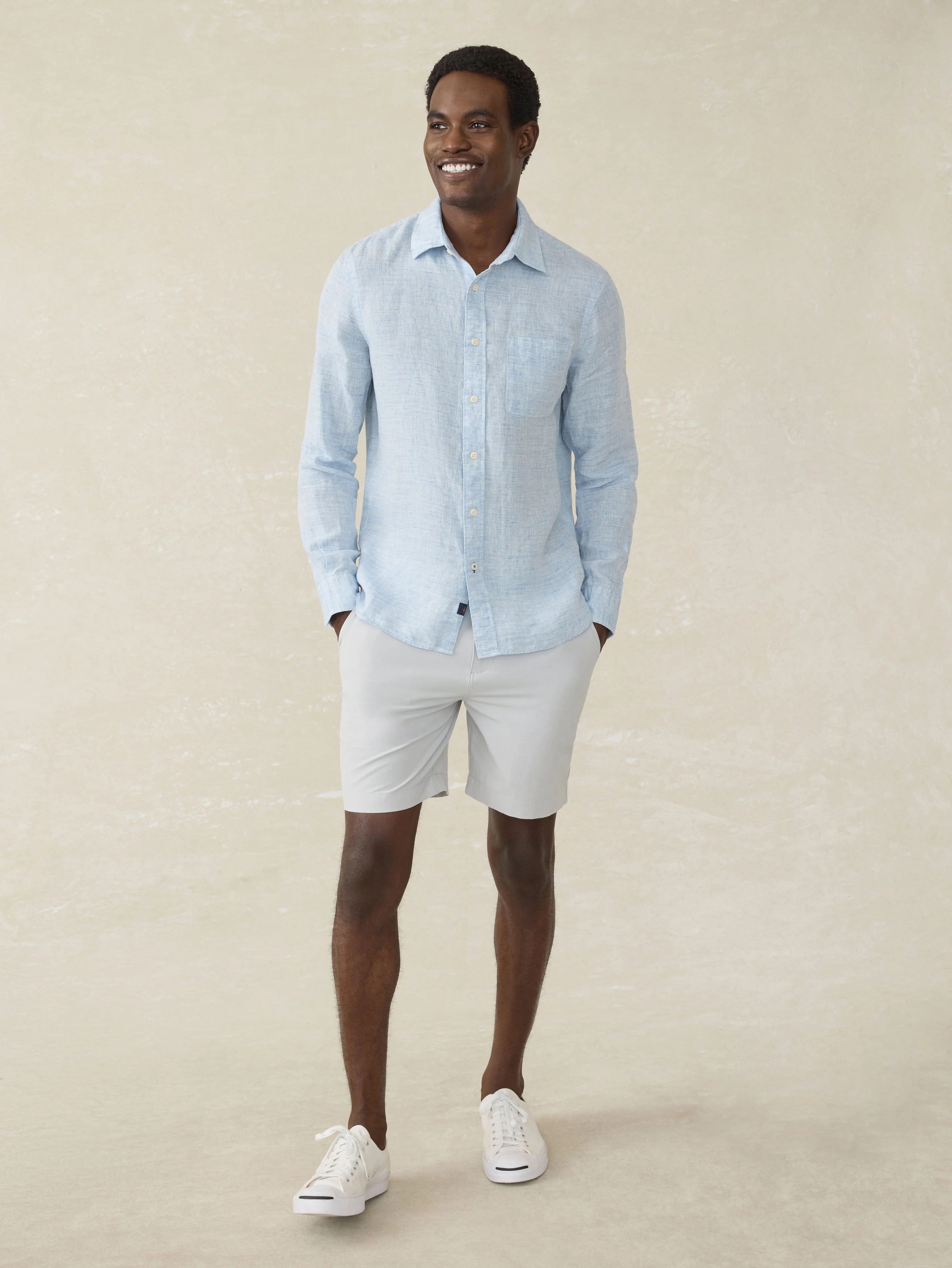 Laguna Linen Shirt - Light Blue Melange
