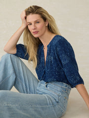 Seacliff Blouse - Indigo Isle Print