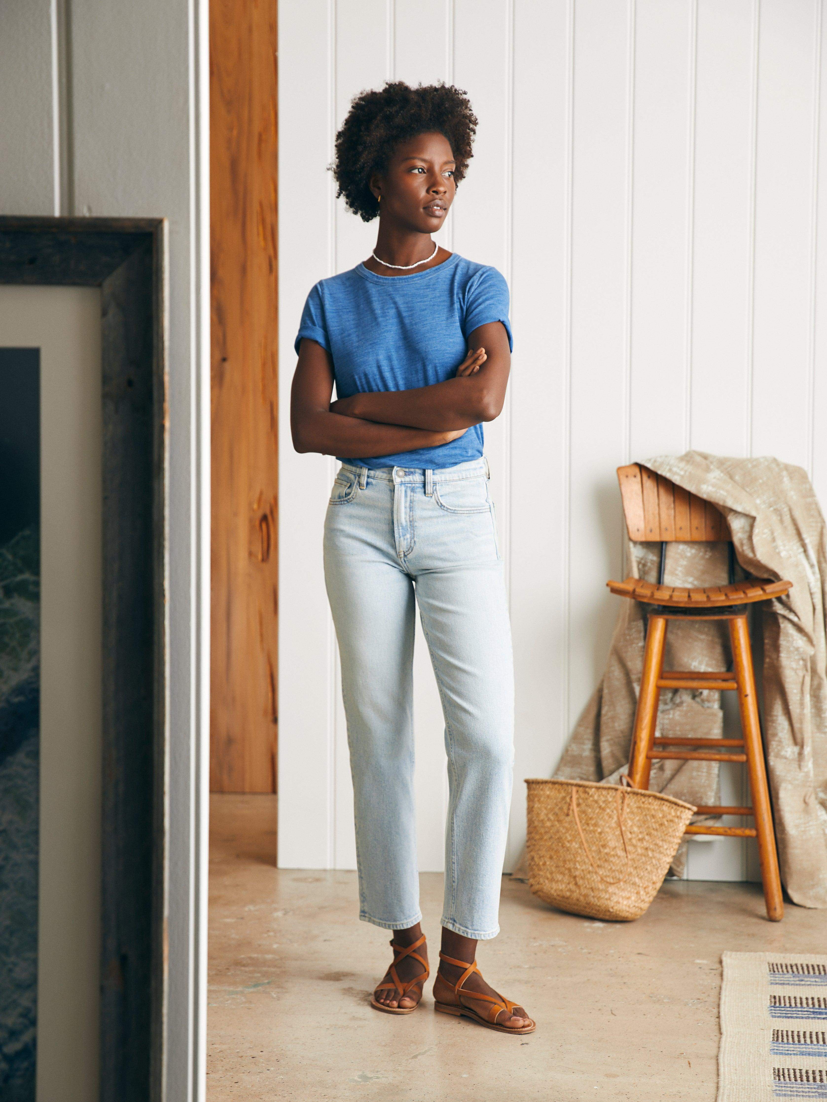 Organic Cotton Slim Straight Ankle Denim - Cloudbreak Wash