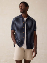 Short-Sleeve Sweater Shirt - Northern Depths Stripe