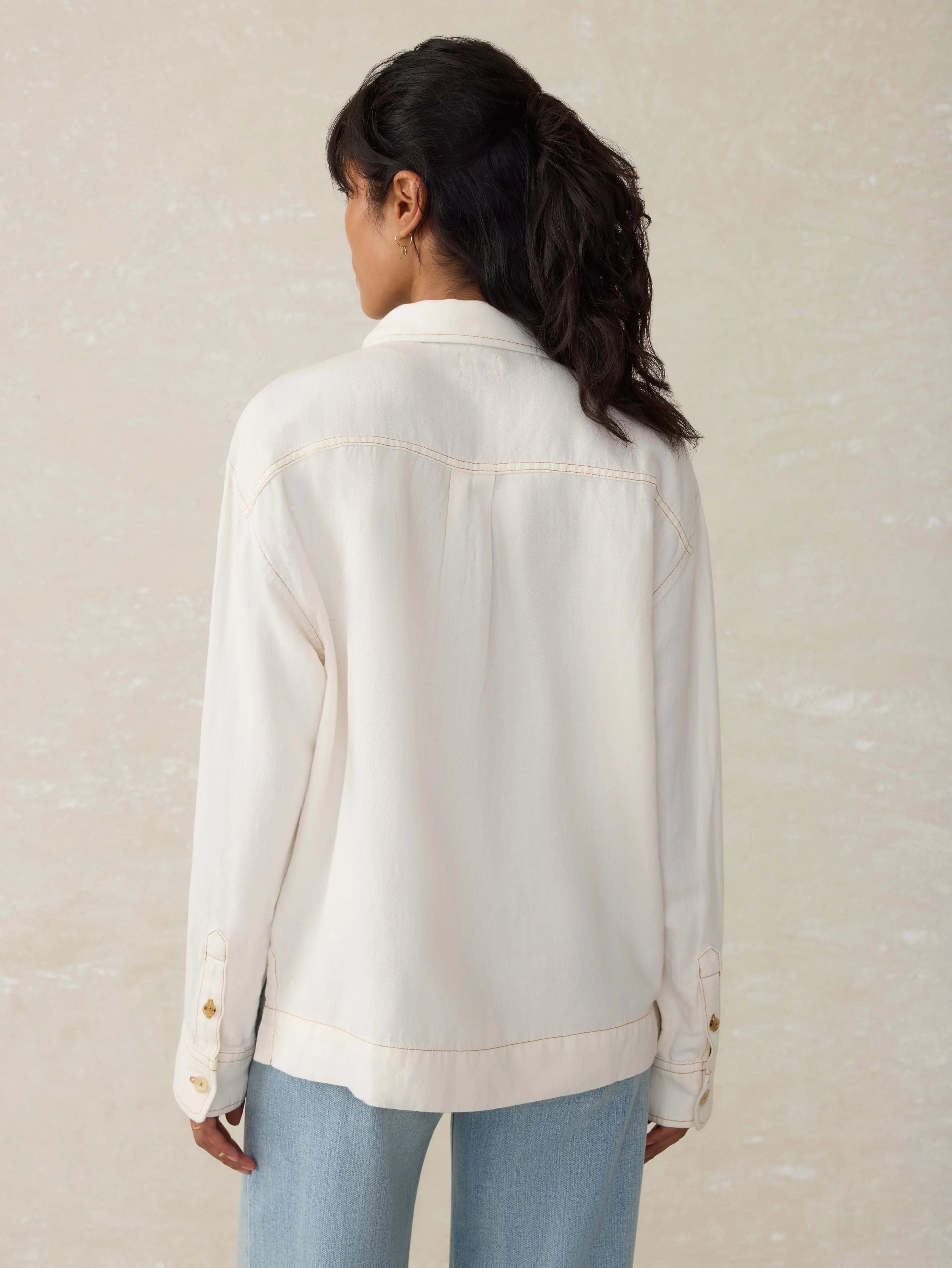 Linen Denim Sail Away Blouse - Egret