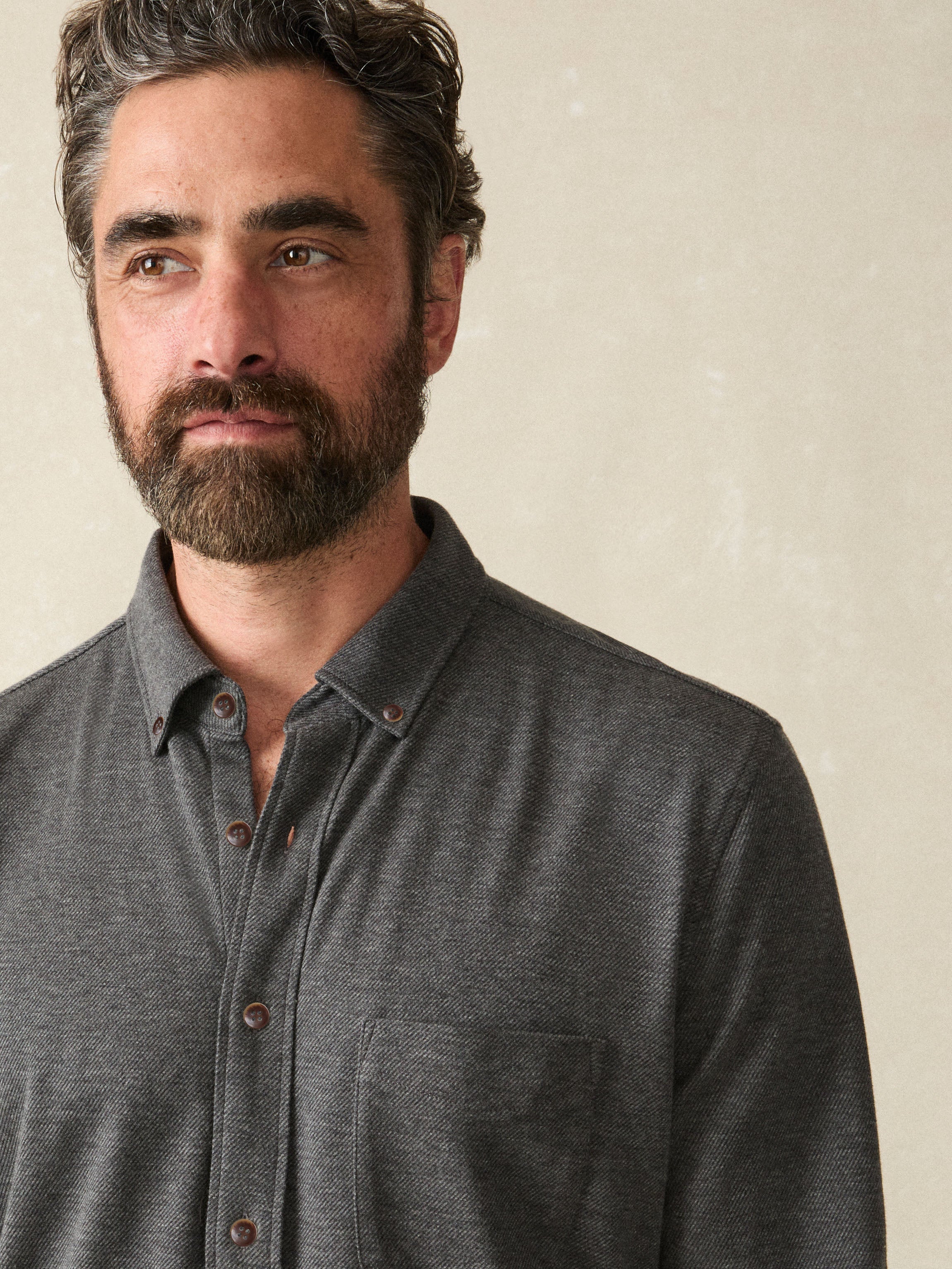Coastline Knit Shirt - Charcoal Heather Twill