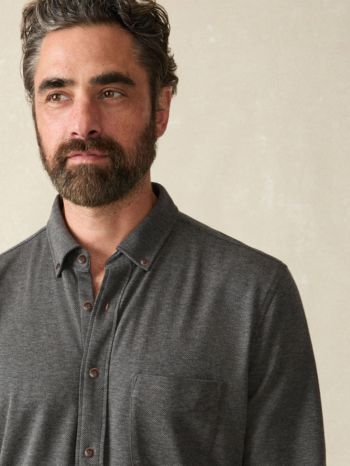 Coastline Knit Shirt - Charcoal Heather Twill