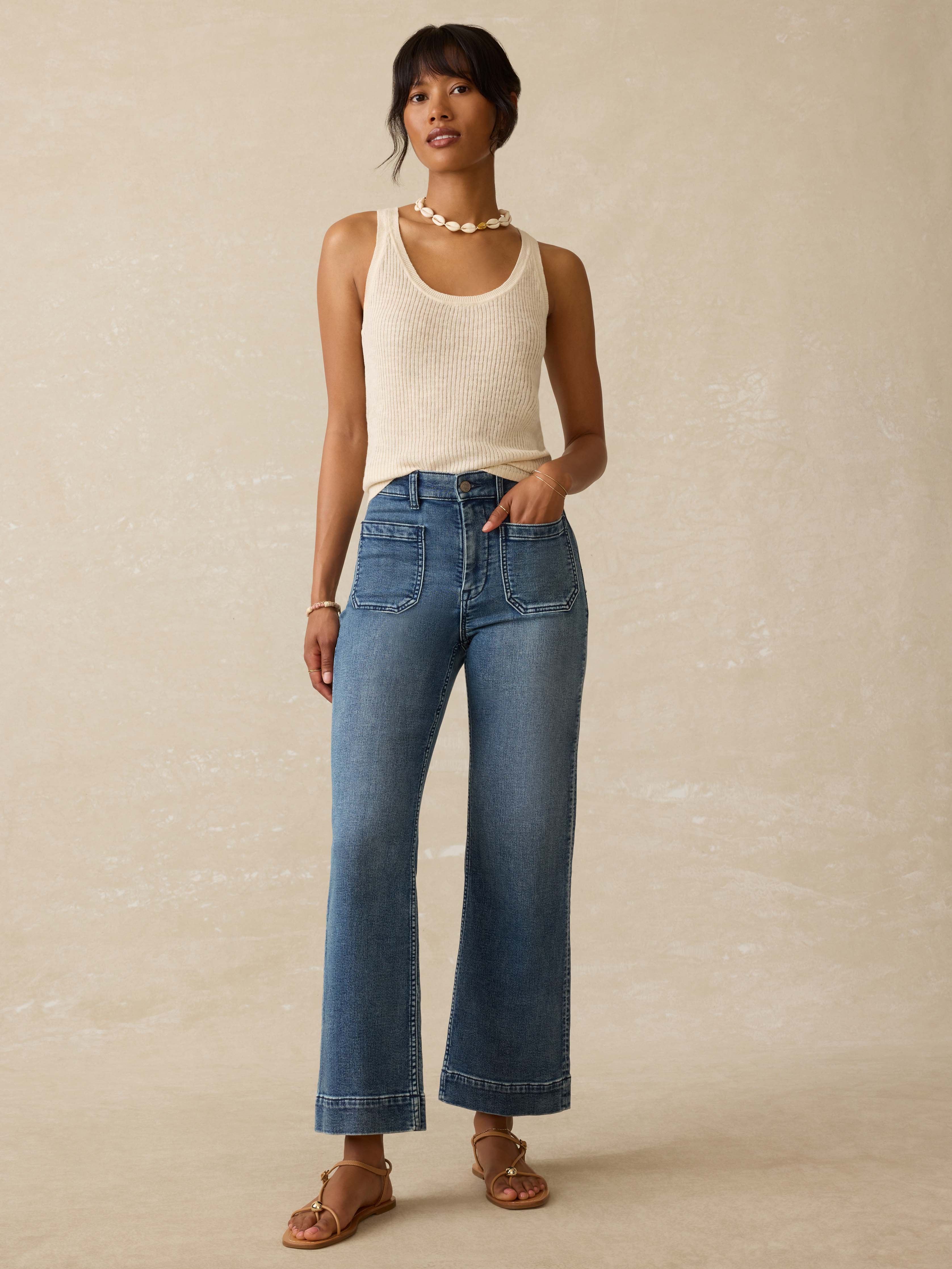 Stretch Terry Patch Pocket Ankle Pant - Riverton Wash
